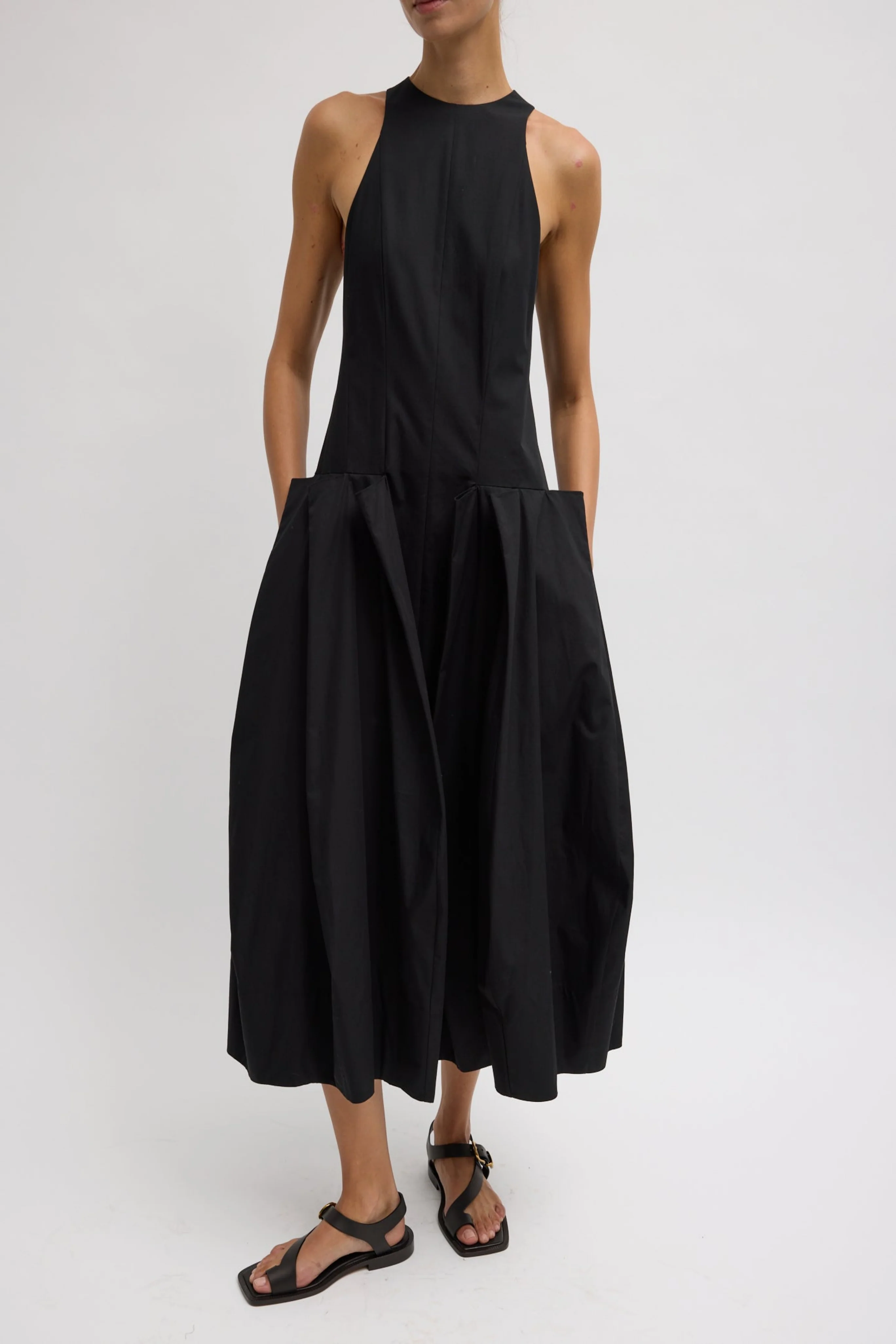 Compact Eco Poplin Pinched Pleat Dress - Image 5