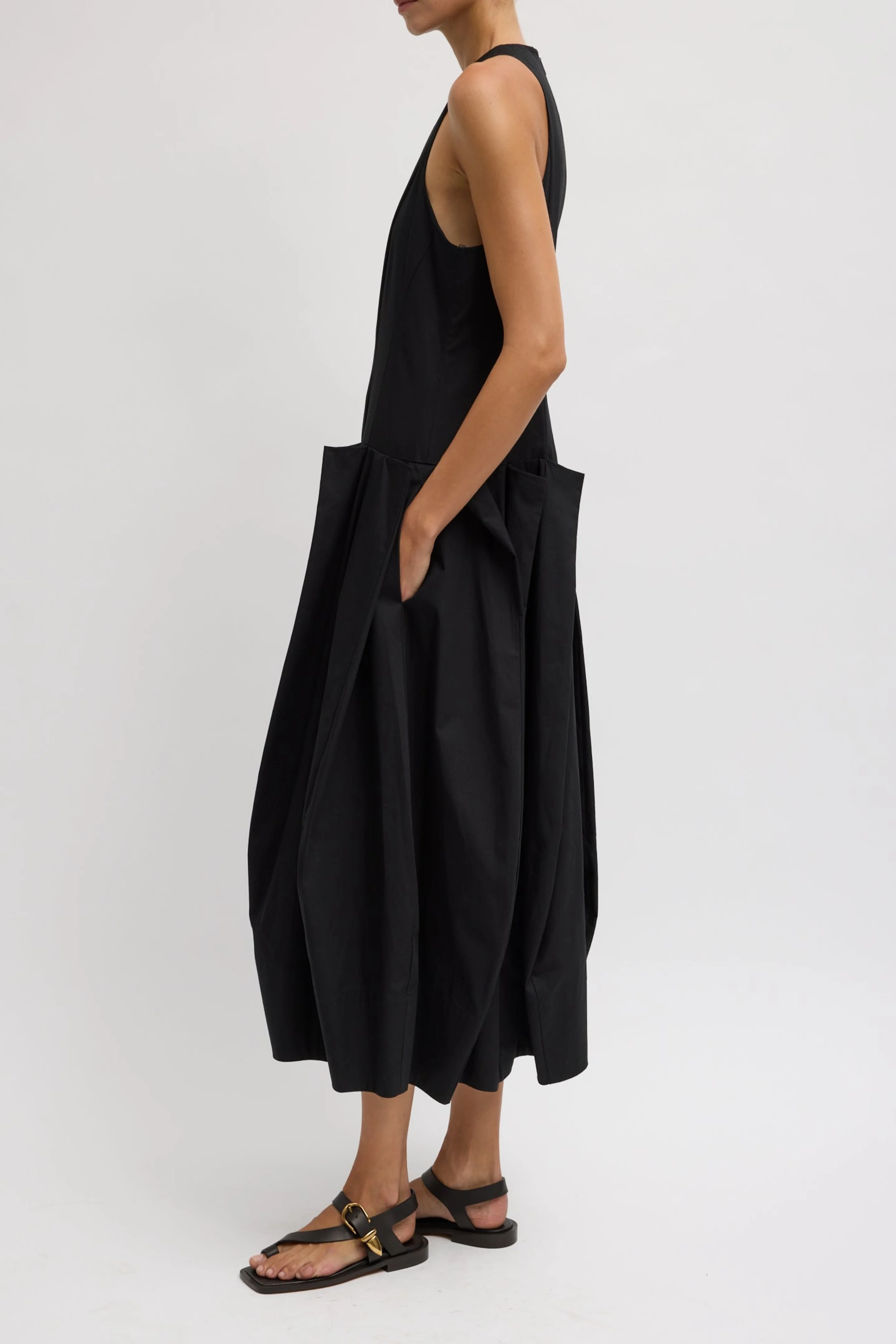 Compact Eco Poplin Pinched Pleat Dress - Image 7