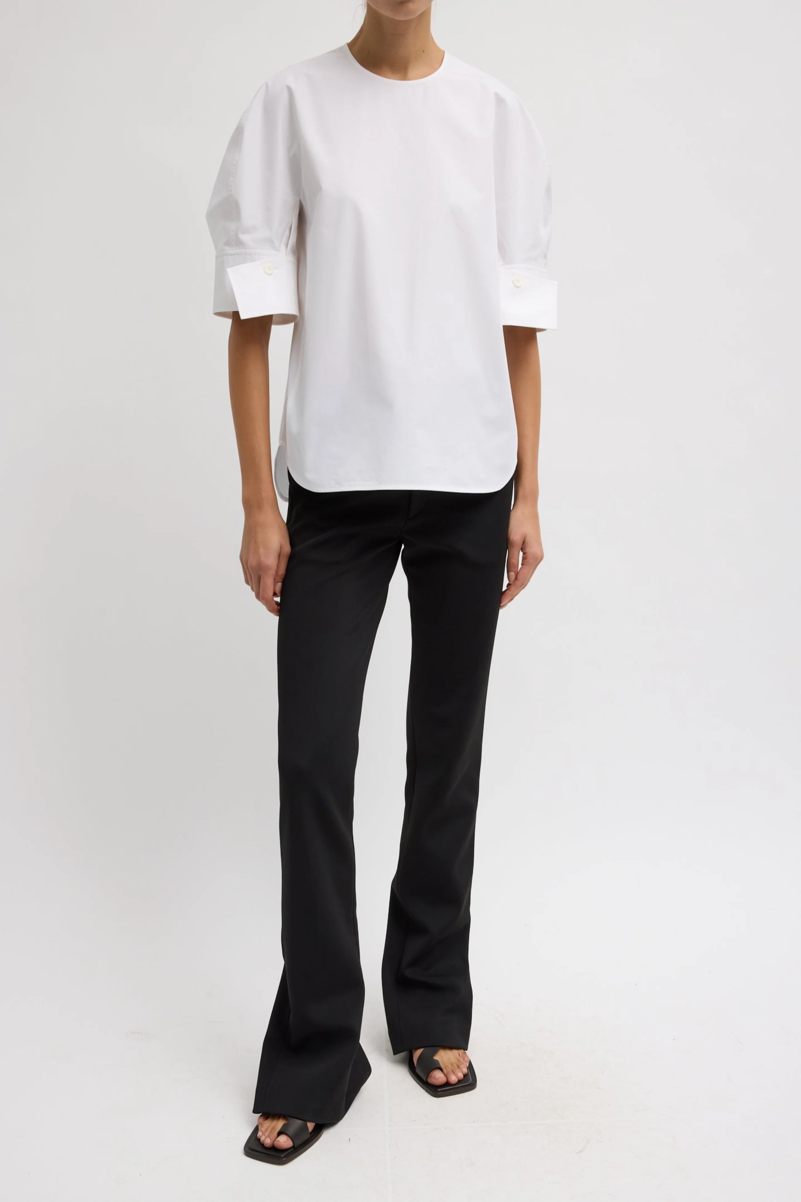 Compact Eco Poplin Reverse Sleeve Top - Image 2