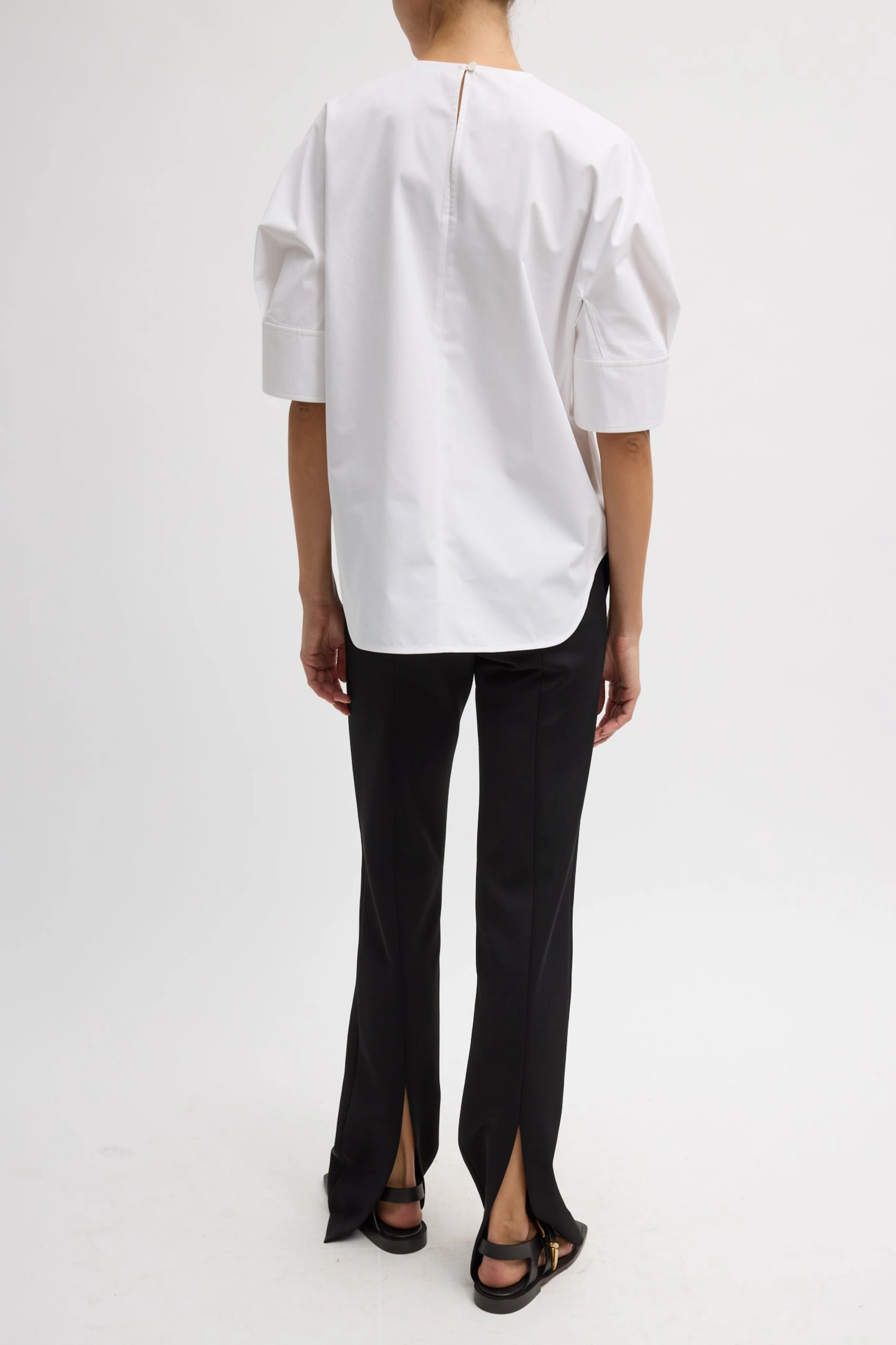 Compact Eco Poplin Reverse Sleeve Top - Image 3