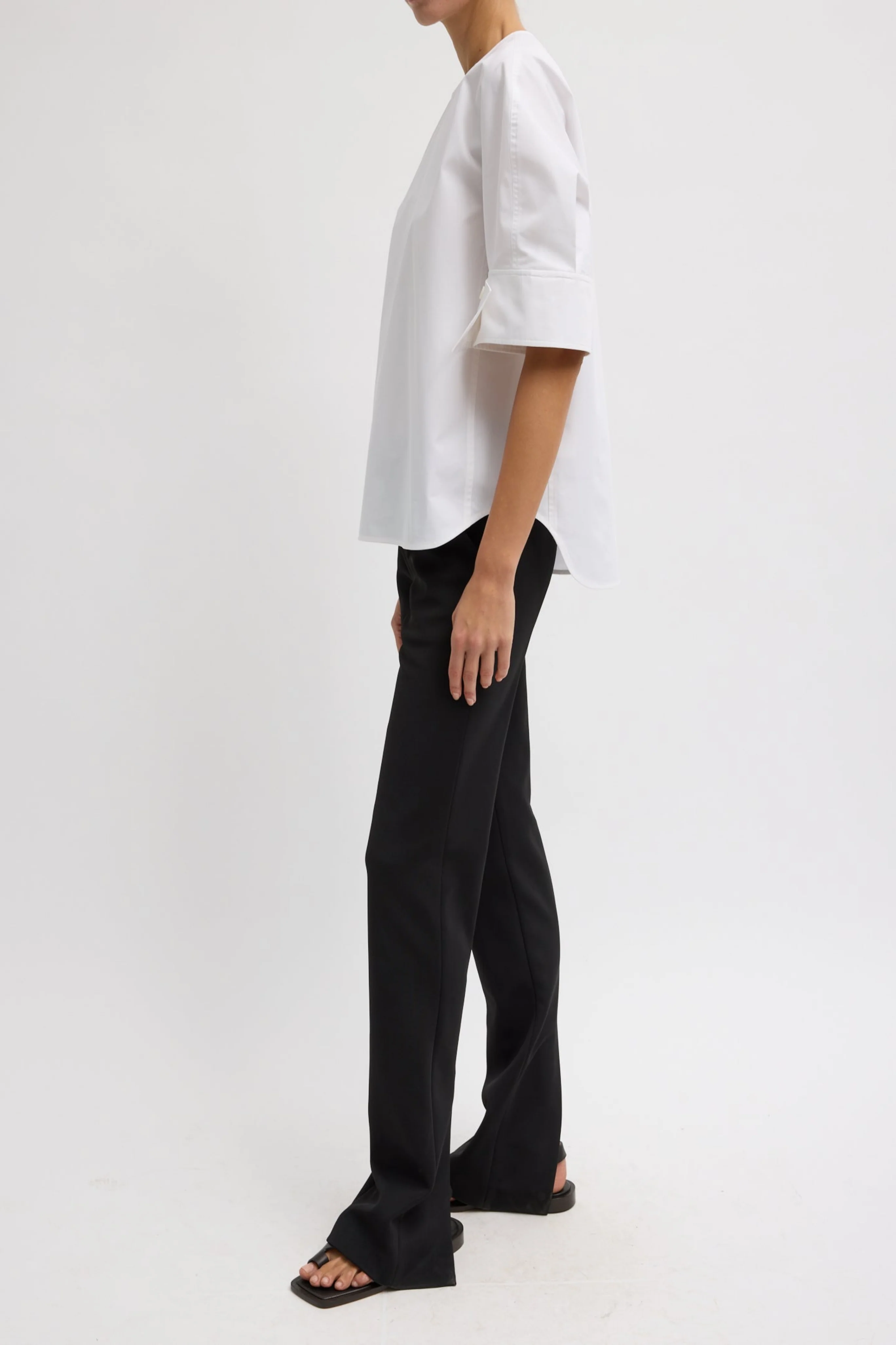 Compact Eco Poplin Reverse Sleeve Top - Image 4