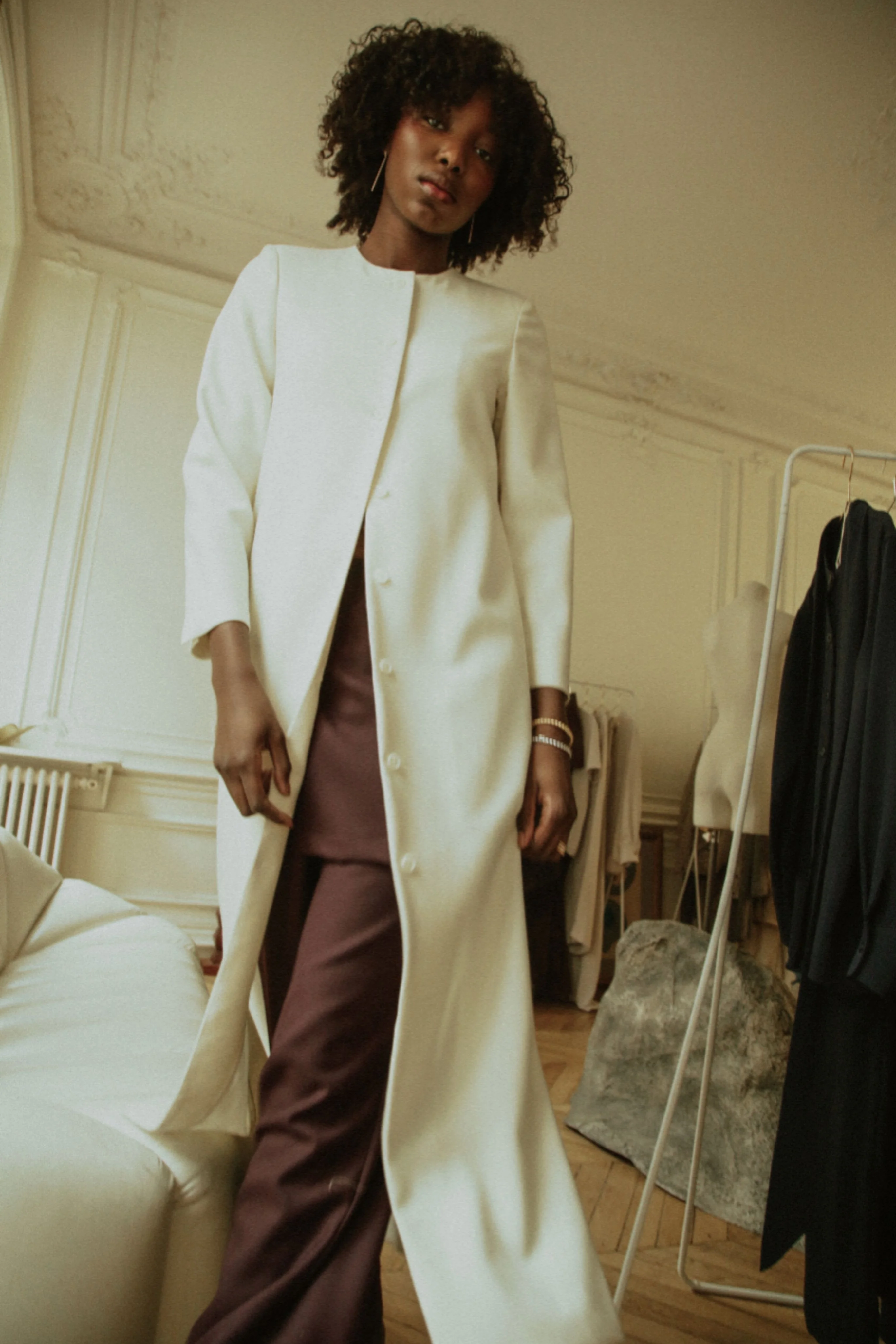Crepe Long Cardigan Coat - Image 3