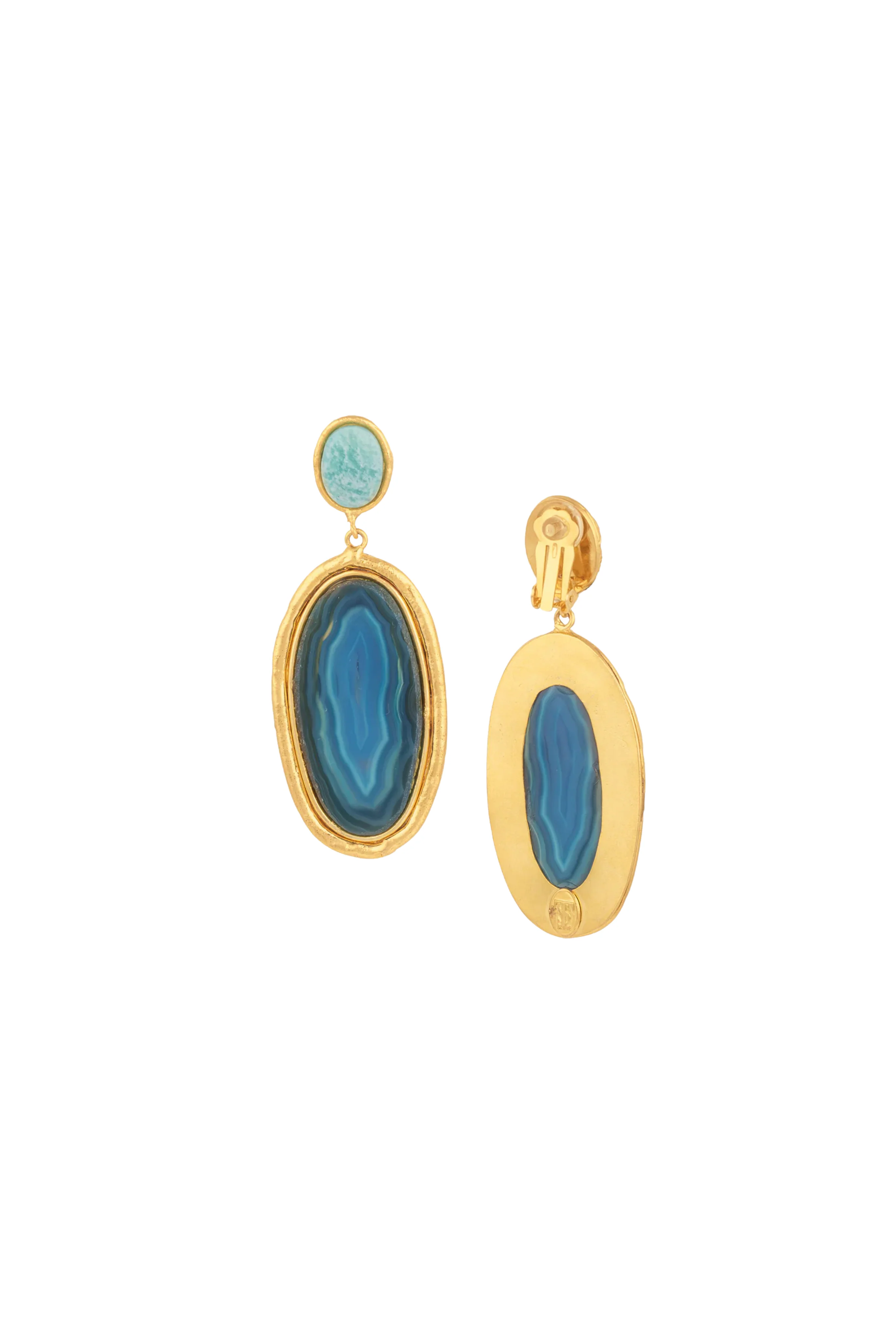 Dakota Earrings - Blue Agate & Amazonite - Image 2