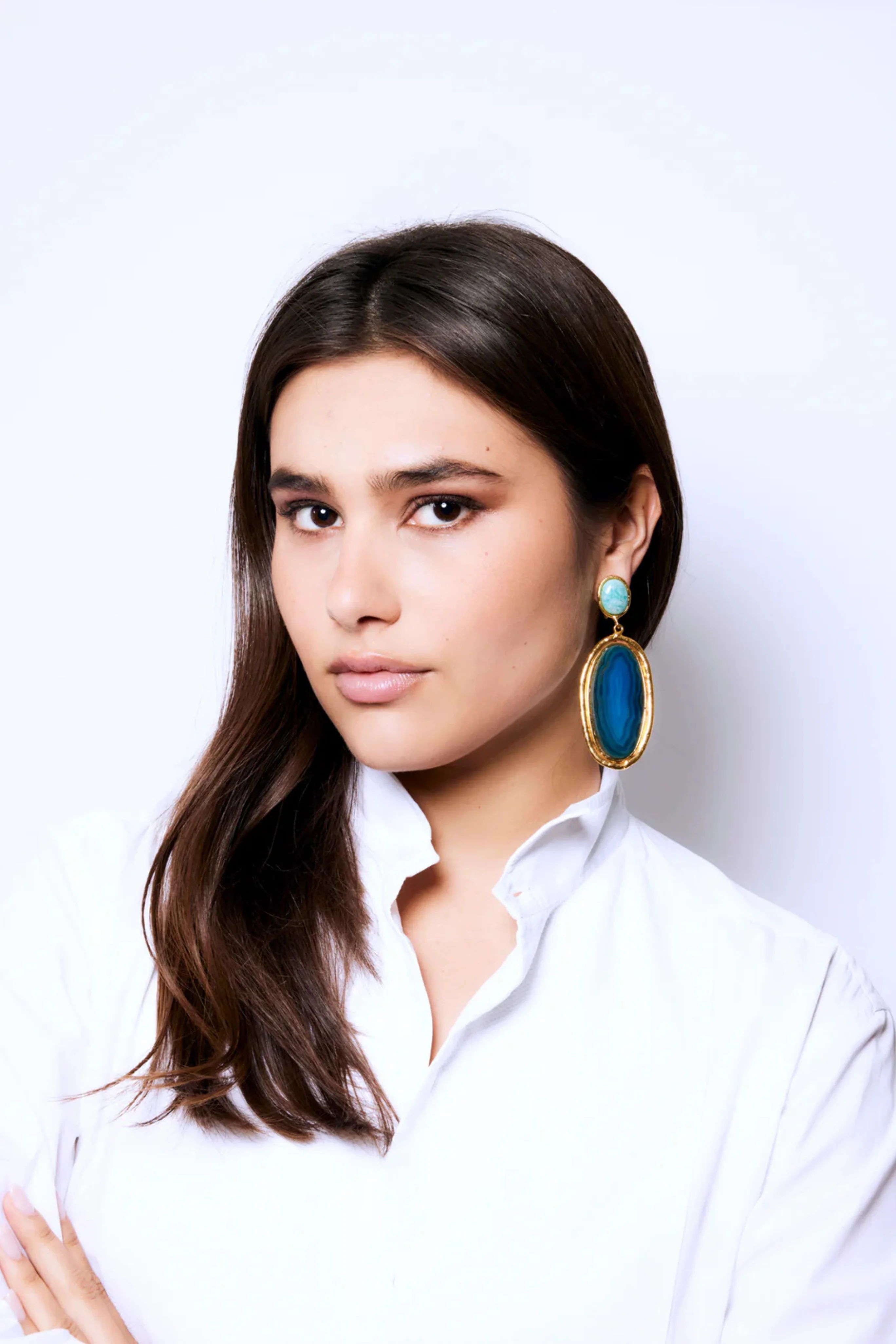 Dakota Earrings - Blue Agate & Amazonite - Image 3