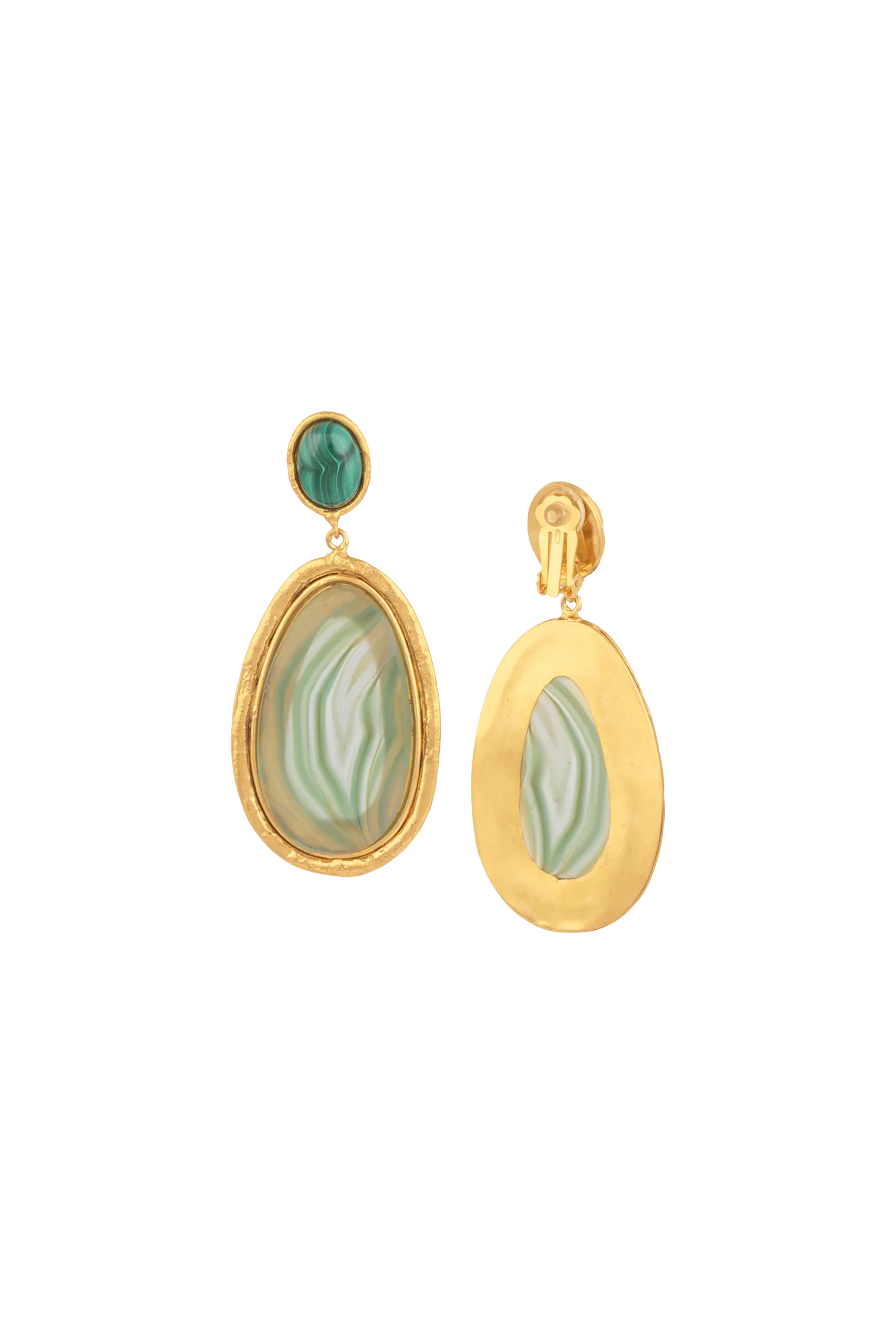 Dakota Earrings - Green Agate & Malachite - Image 2