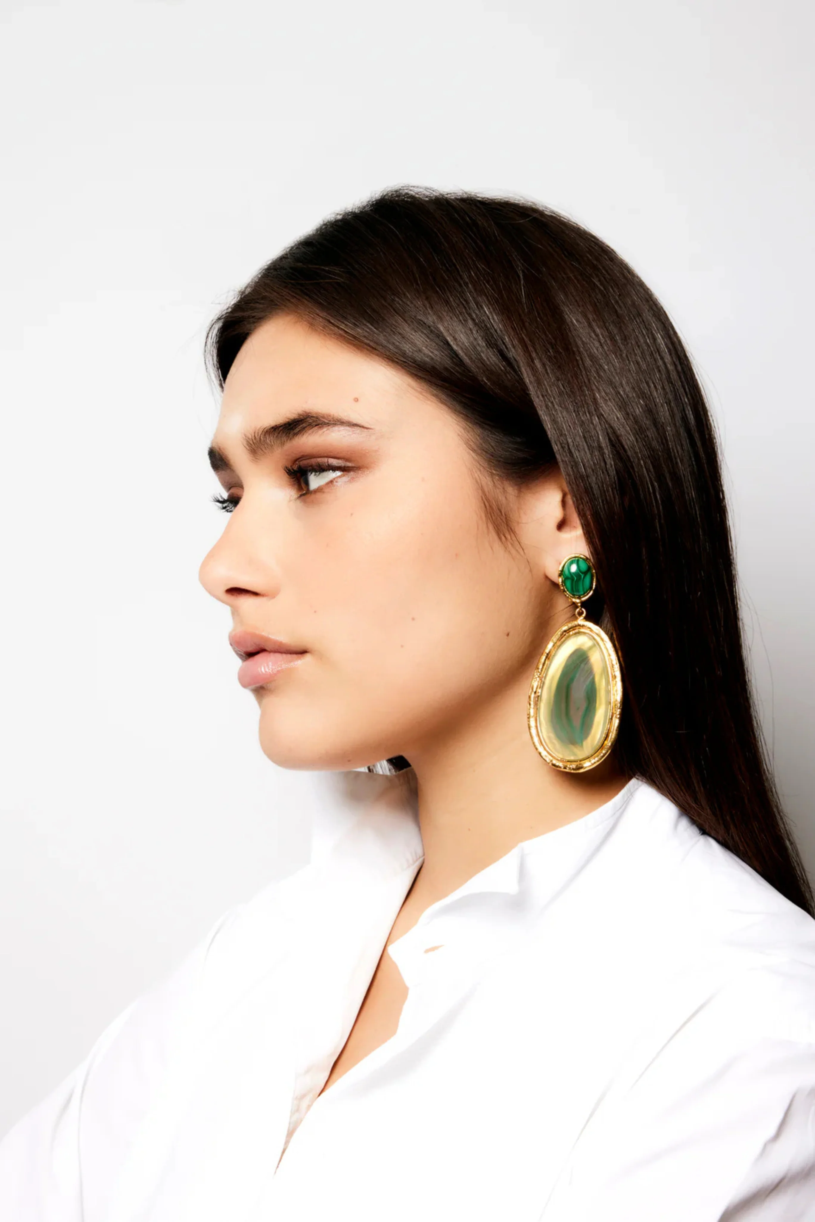 Dakota Earrings - Green Agate & Malachite - Image 3