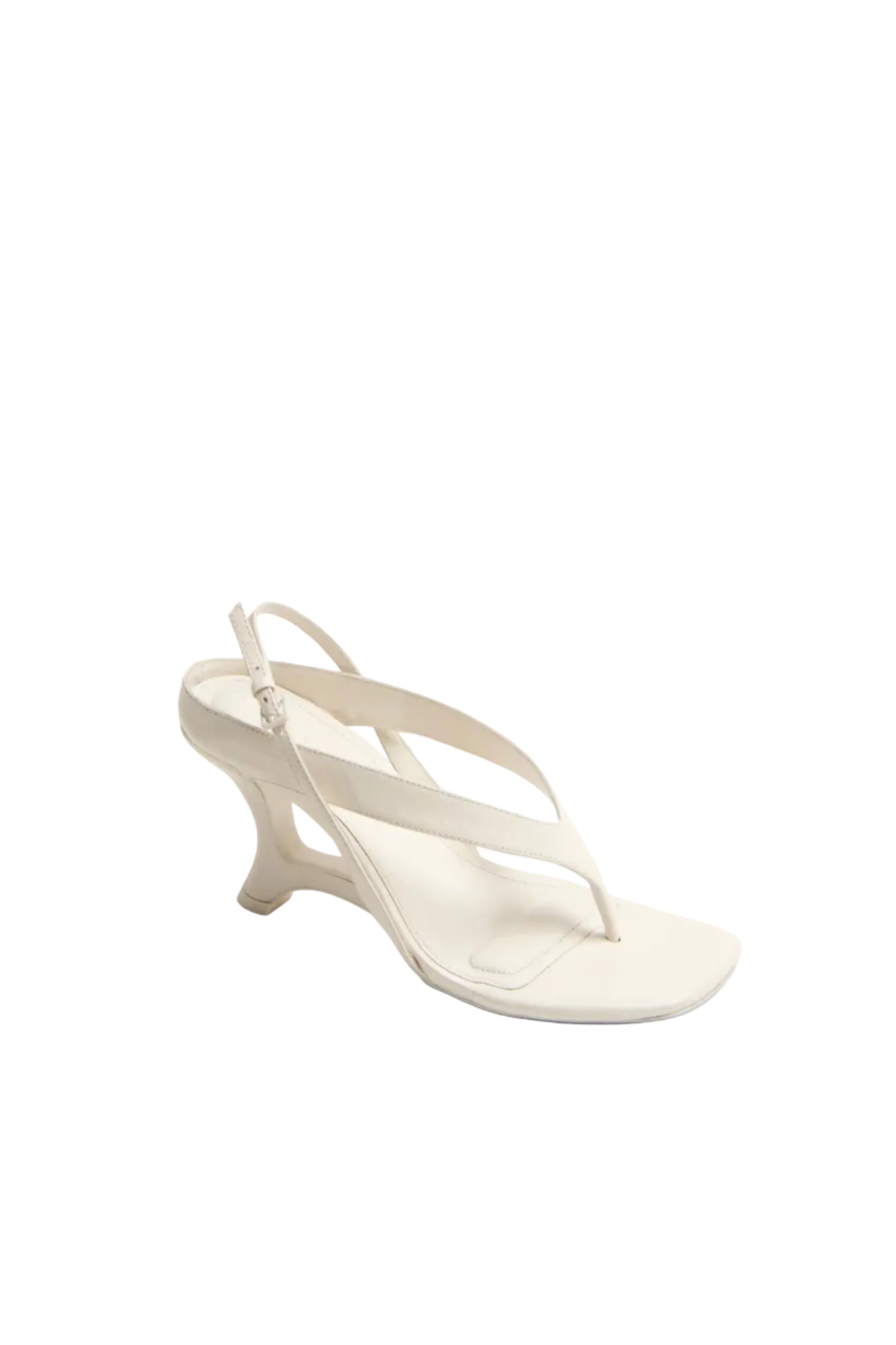 Darya Leather Wedge Thong Sandal in White - Image 2