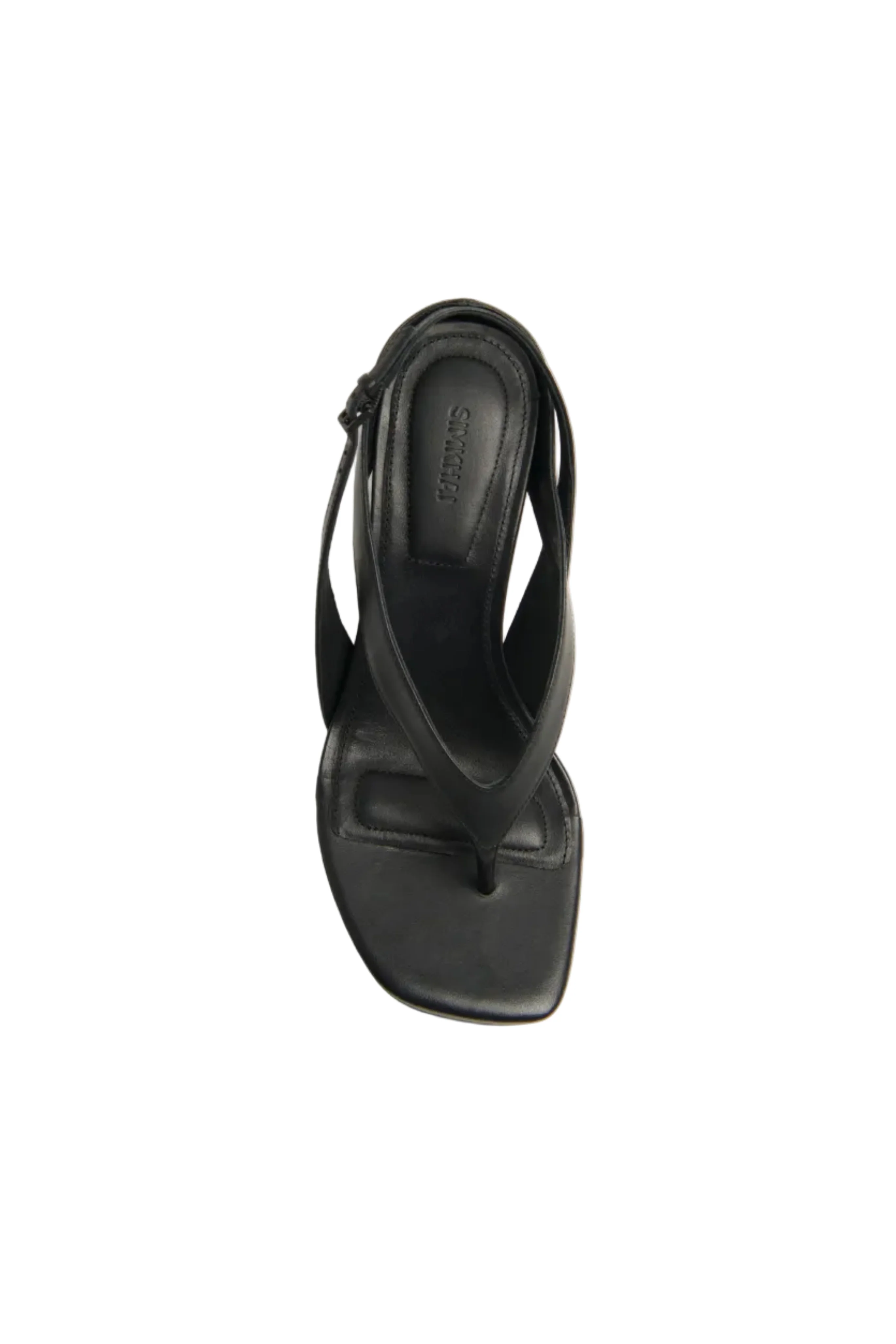 Darya Leather Wedge Thong Sandal in Black - Image 3