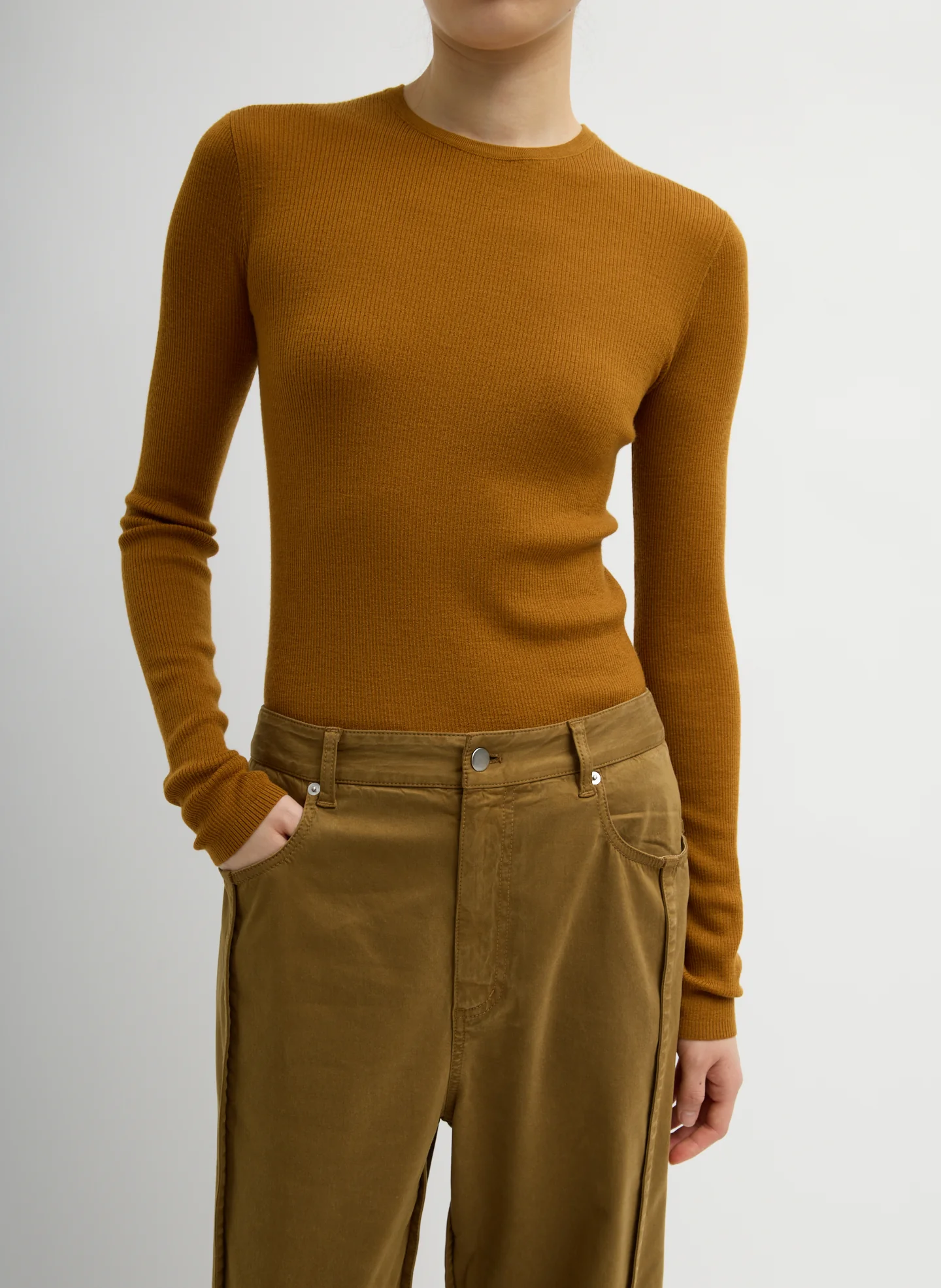 Feather Weight Ribbed Sweater Crewneck Pullover - Image 2