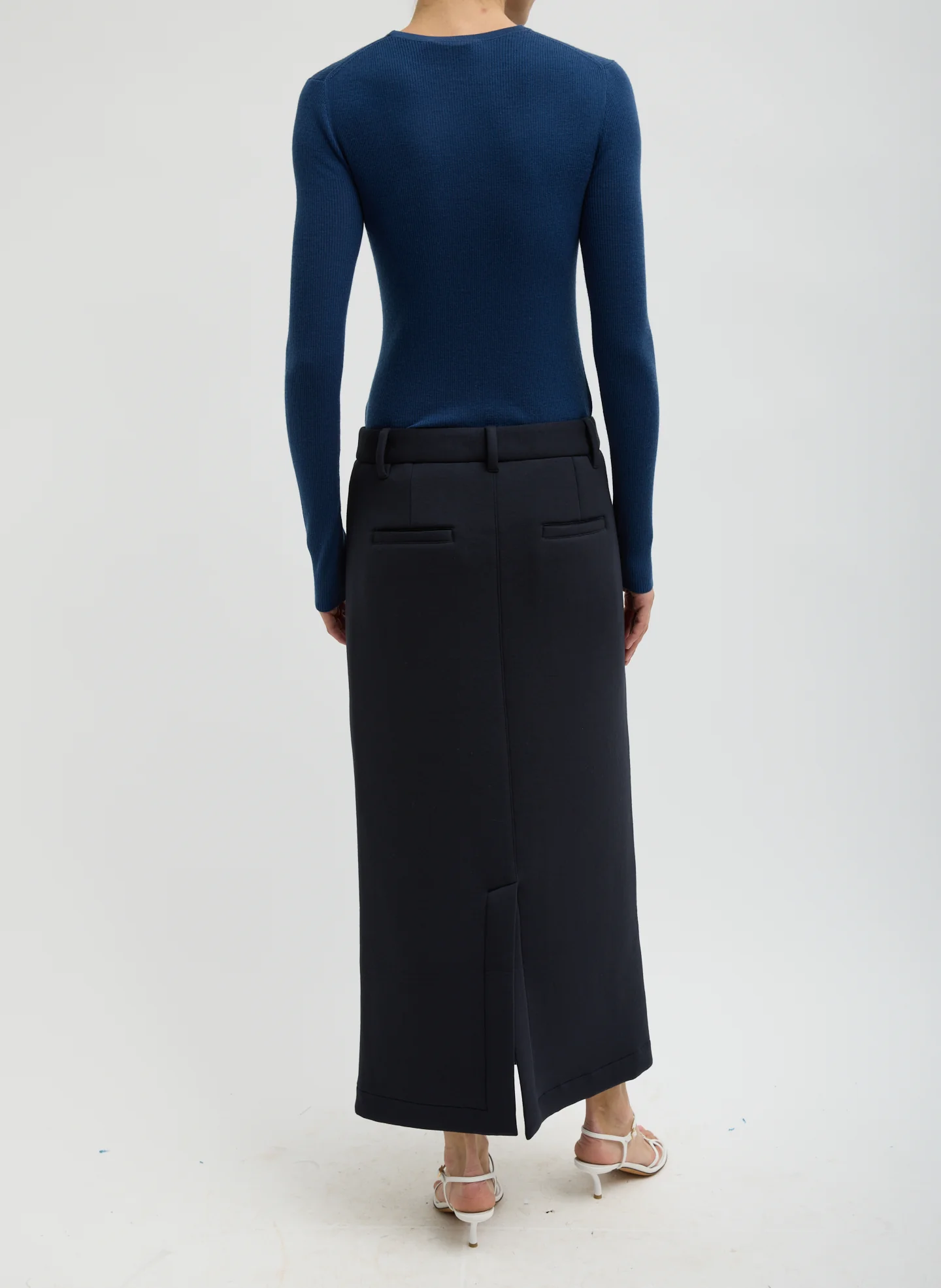 Feather Weight Ribbed Sweater Crewneck Pullover - Blue - Image 5
