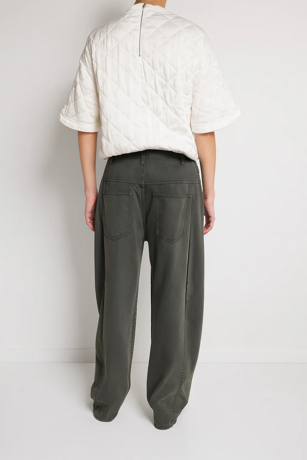 Garment Dyed Stretch Twill Tuck Pant - Grey - Image 4