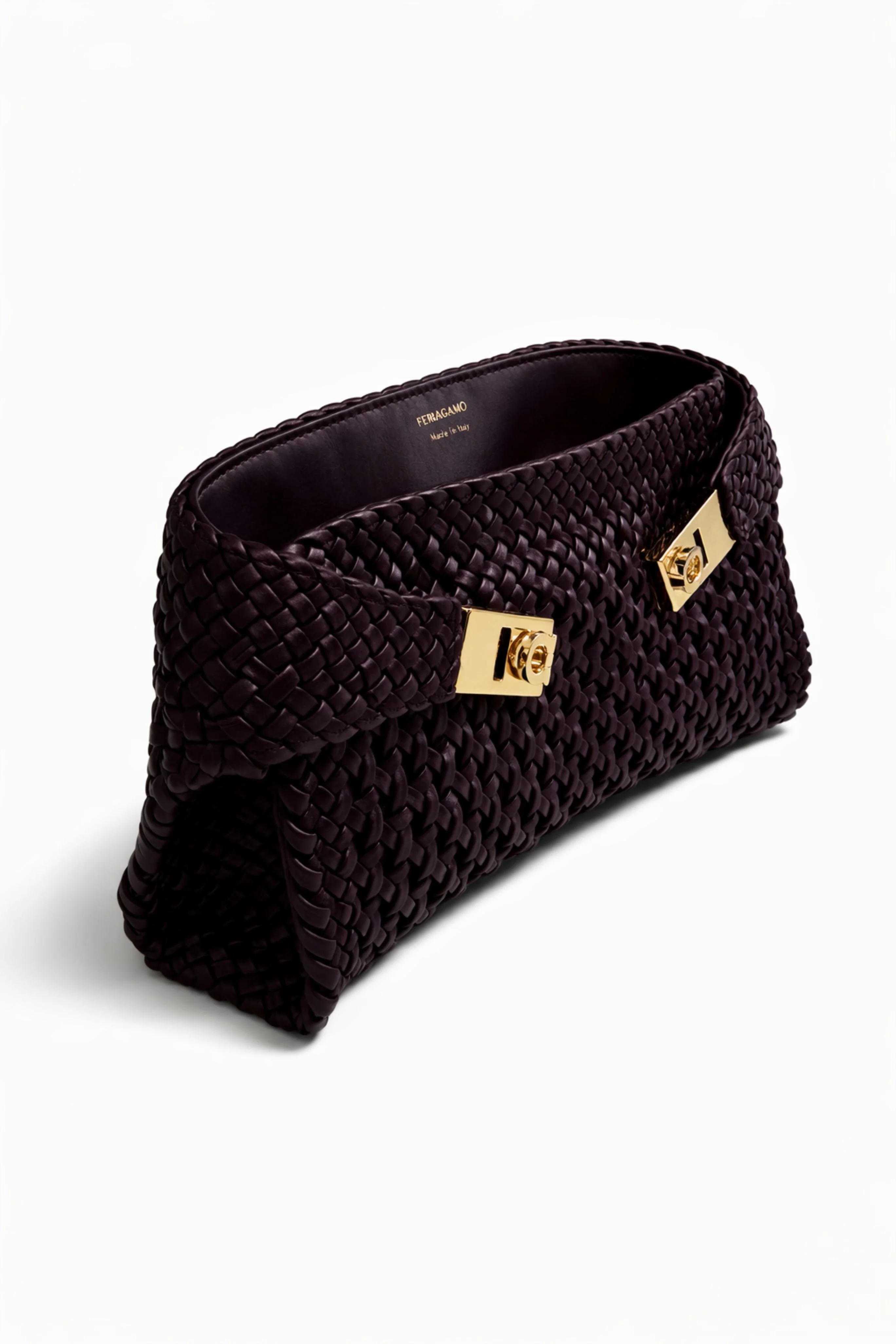 Hug Intreccio Crossbody Bag in Plum - Image 3