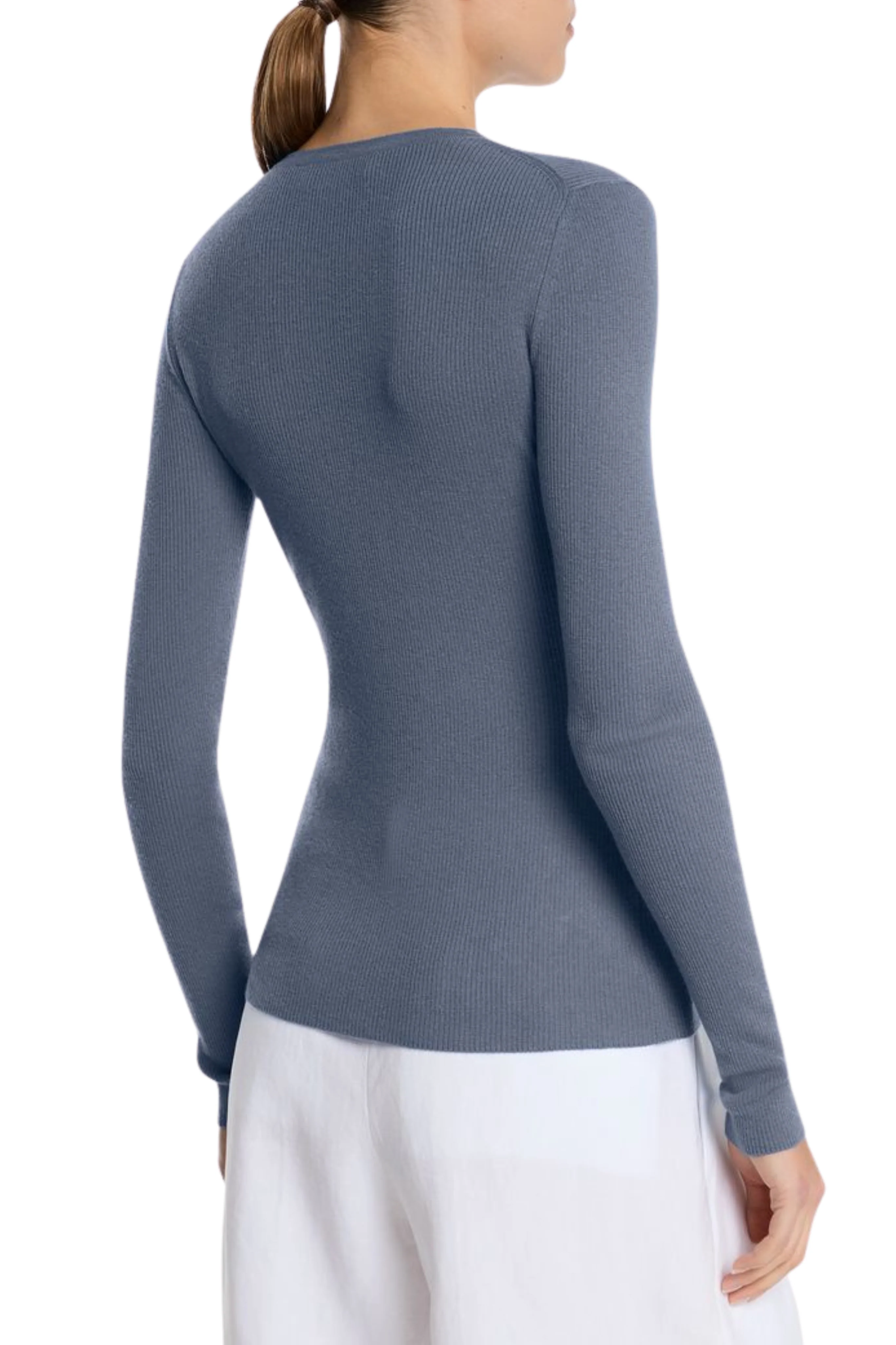 Hutton Ribbed Crewneck Pullover in Steel - Image 3