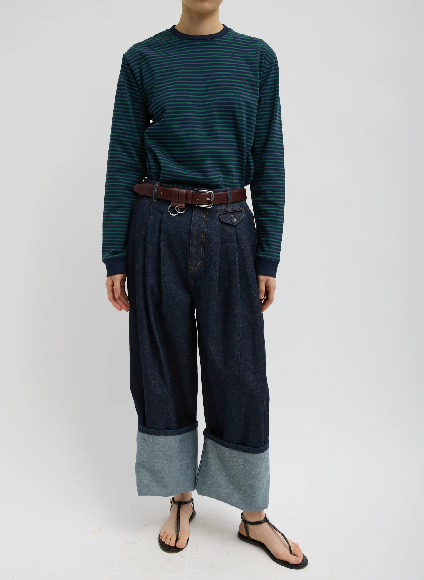 Indigo Denim Triple Pleat Jean - Image 3