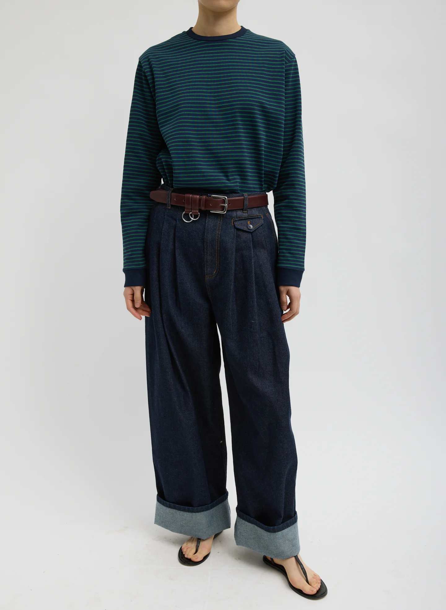 Indigo Denim Triple Pleat Jean - Image 4