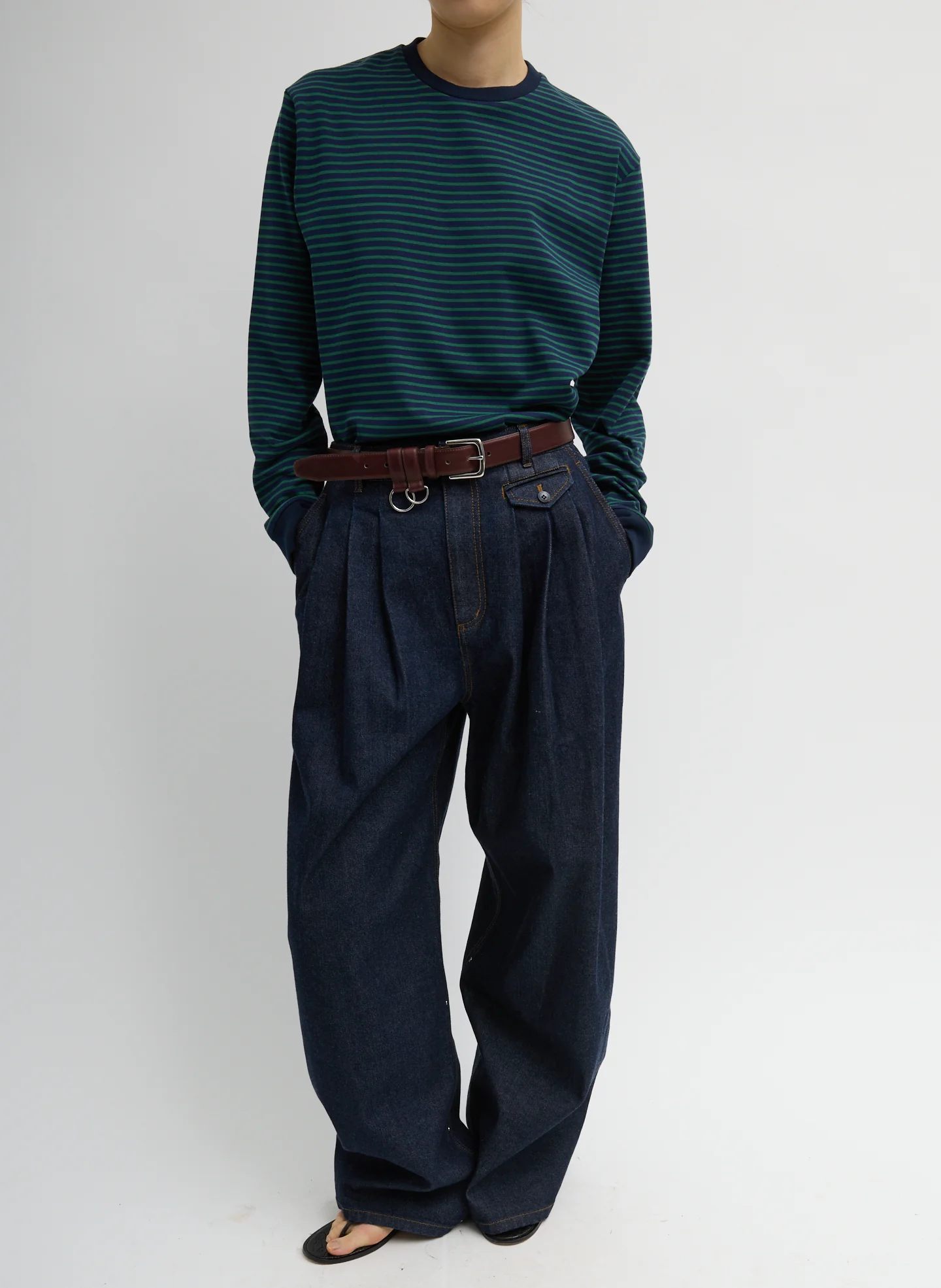 Indigo Denim Triple Pleat Jean - Image 7