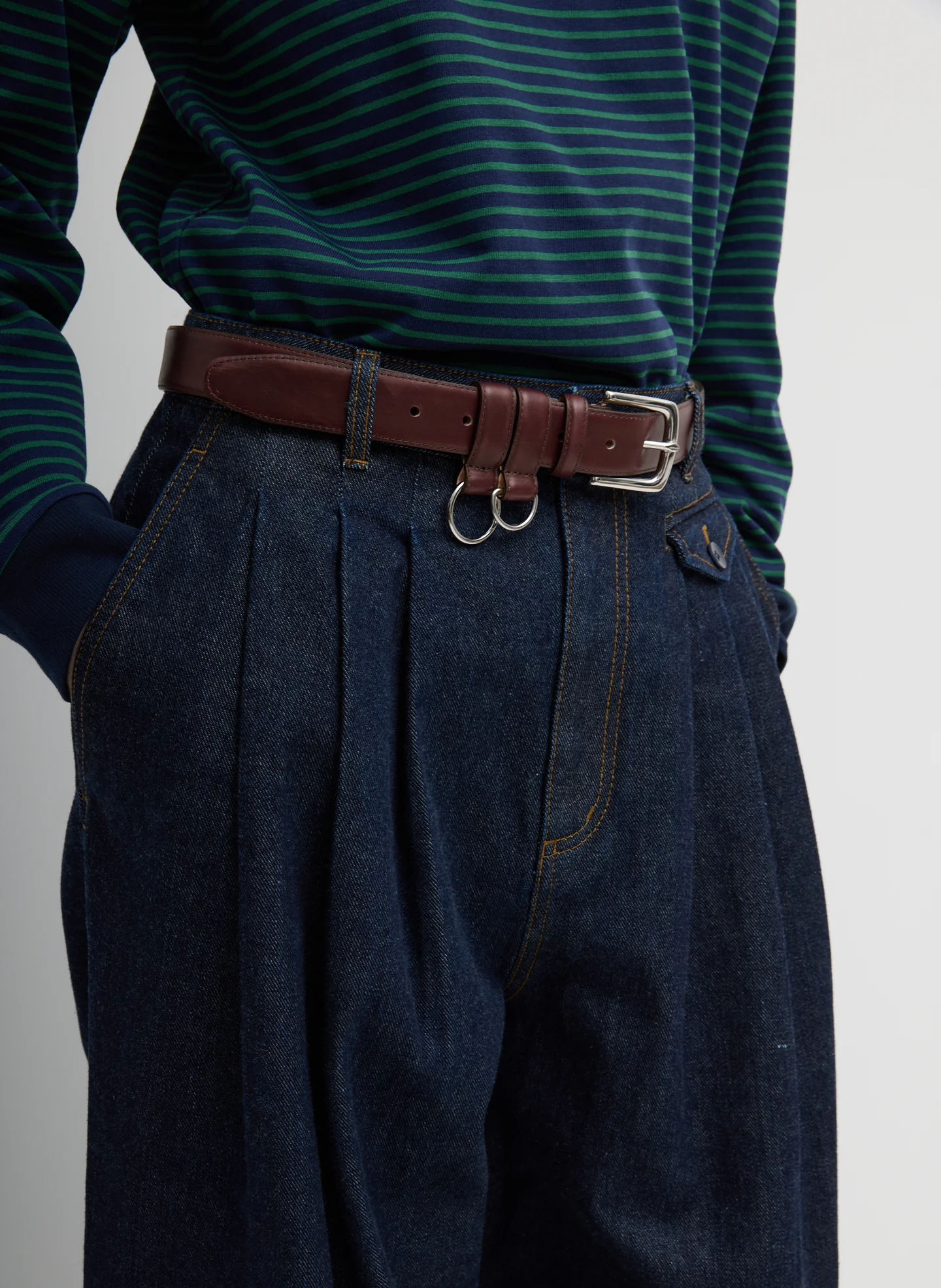 Indigo Denim Triple Pleat Jean - Image 8