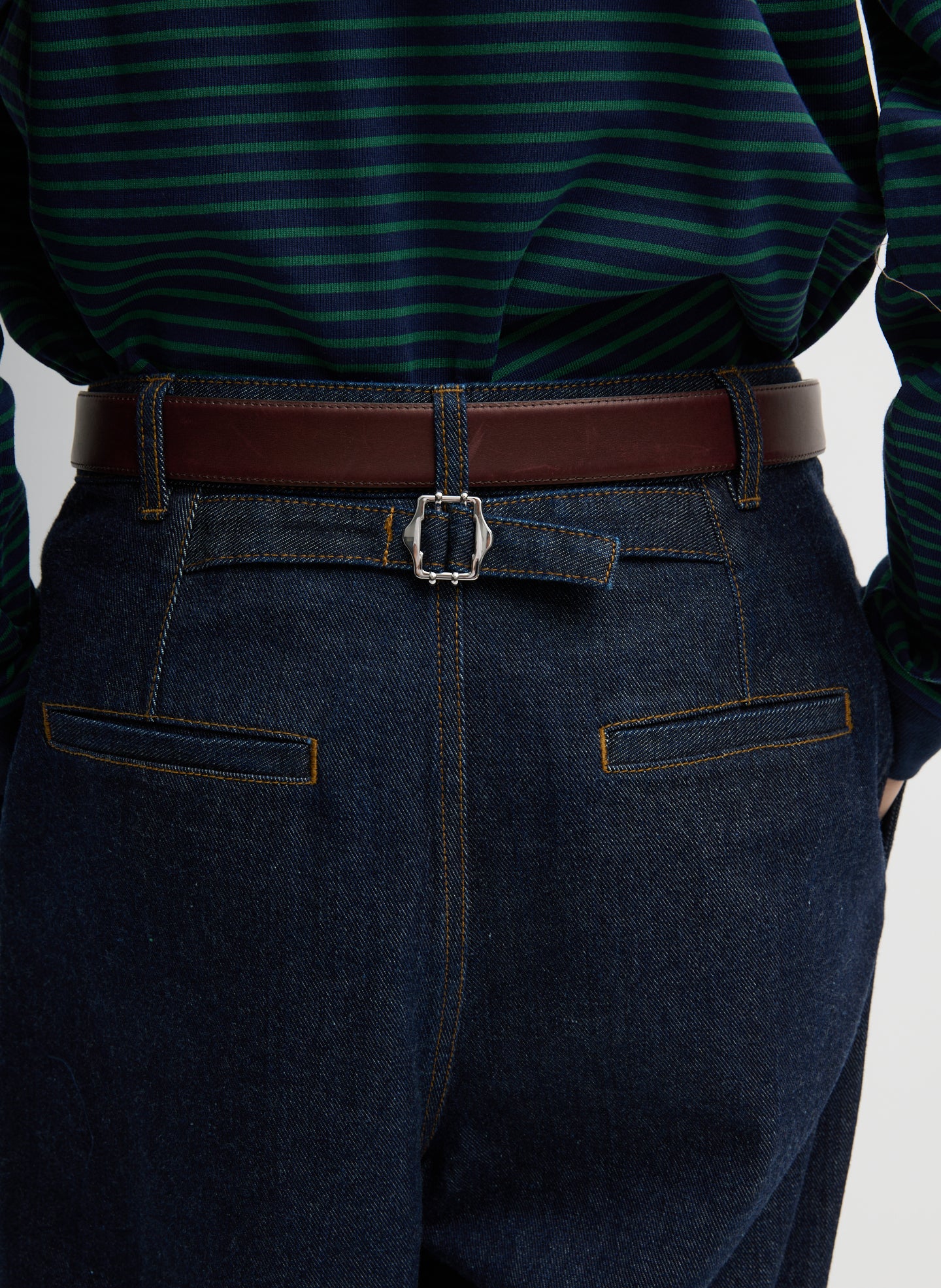 Indigo Denim Triple Pleat Jean - Image 9