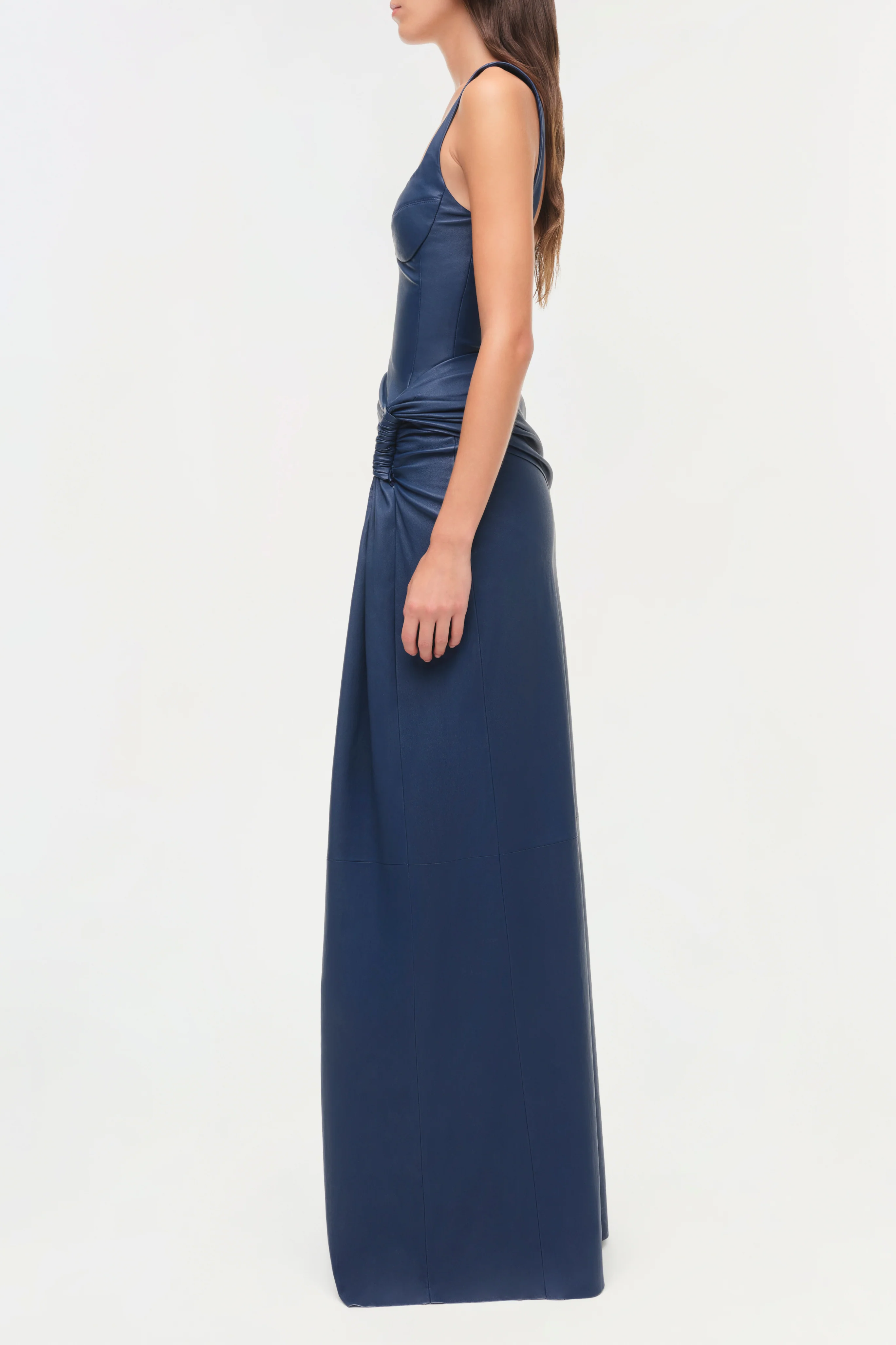 Lyle Draped Leather Dress - Image 3