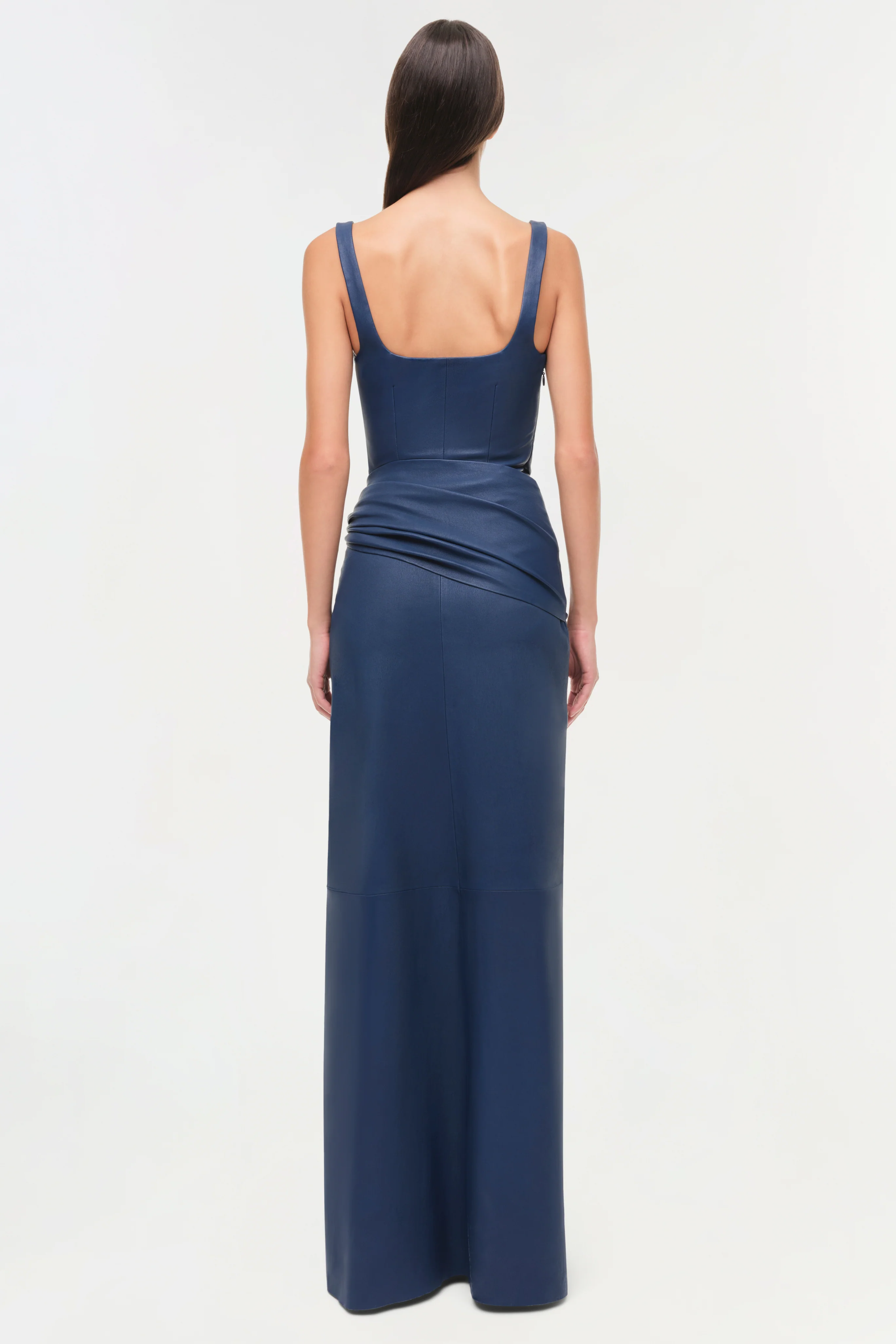 Lyle Draped Leather Dress - Image 4