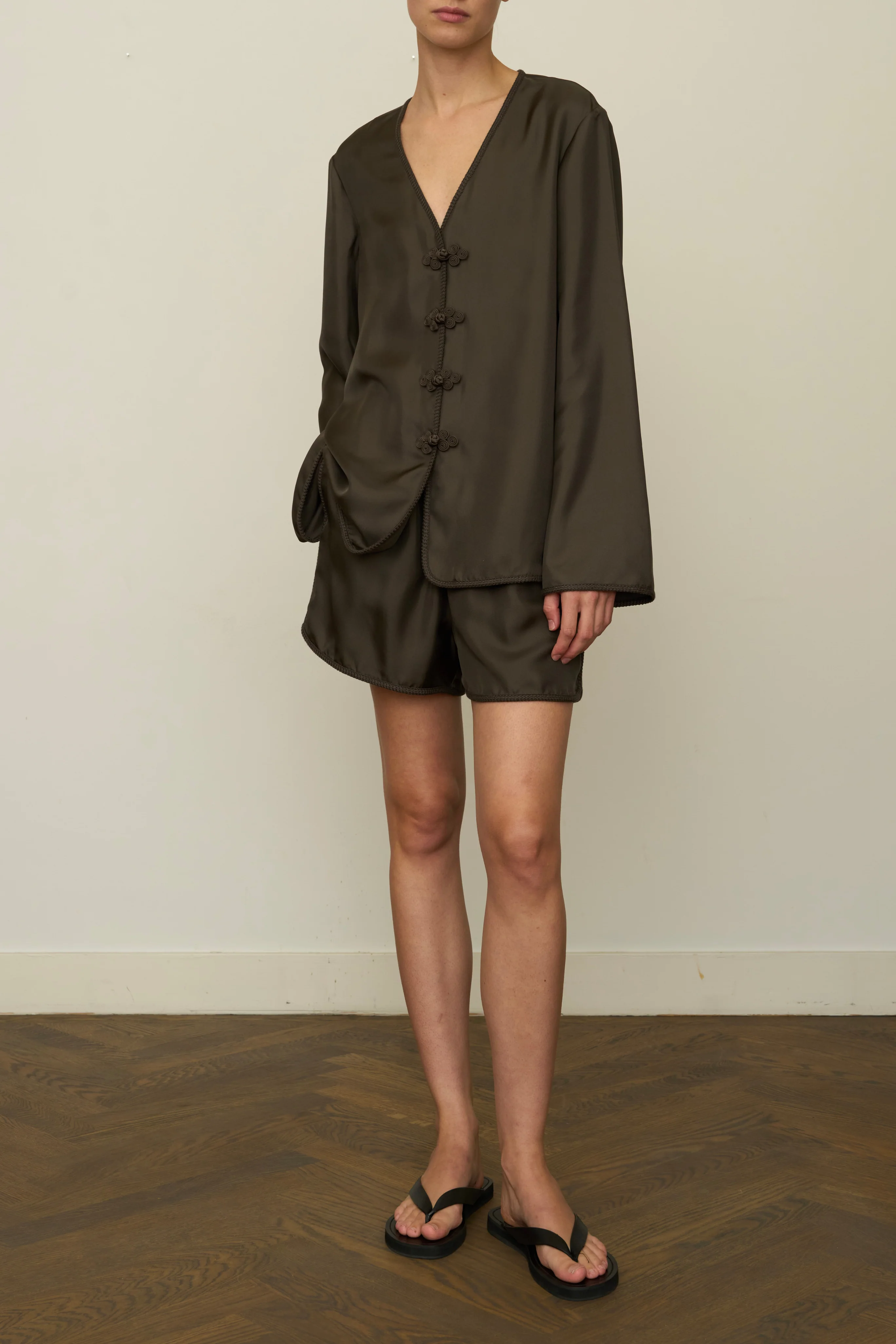 Mandarin Closure Silk Top - Image 2