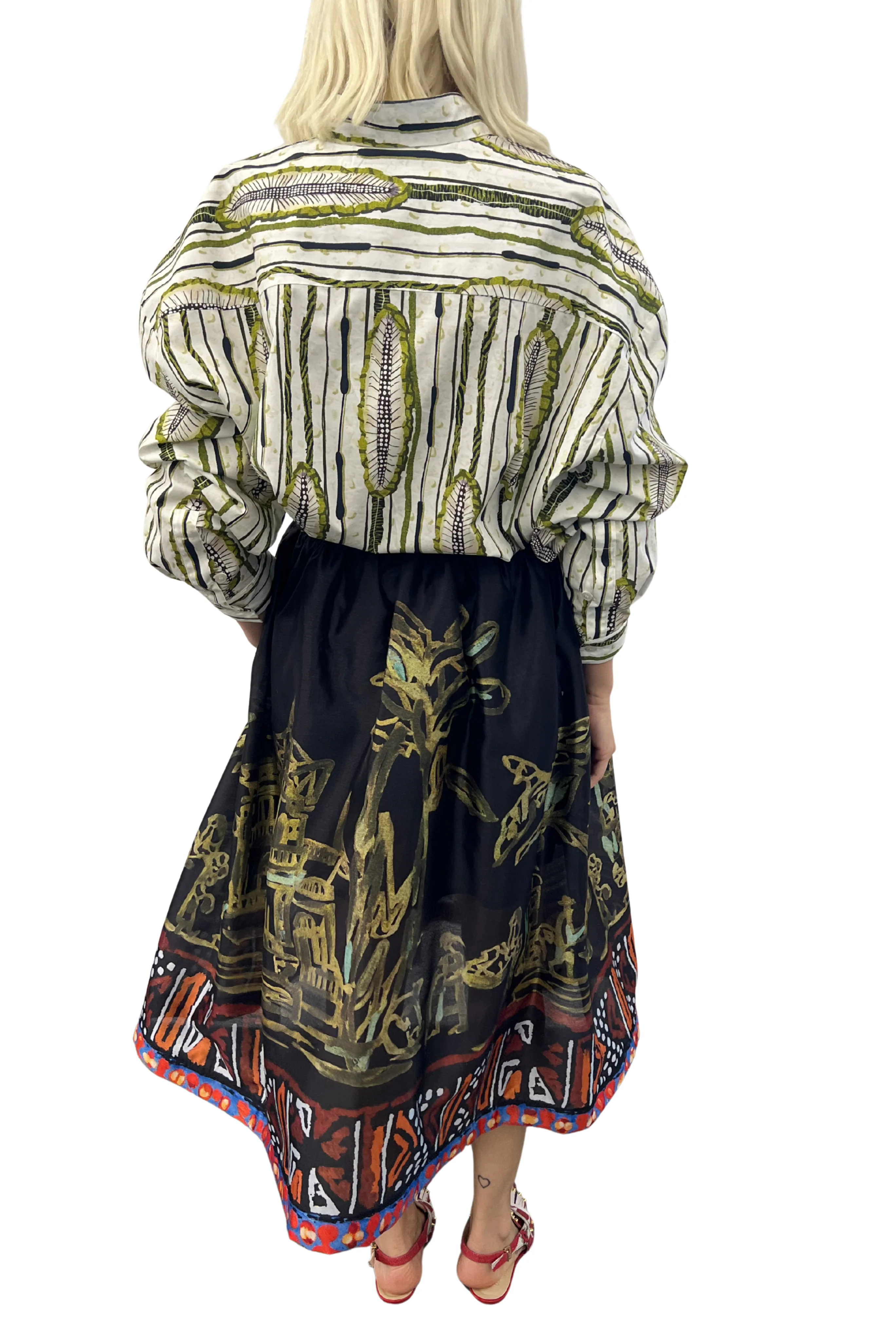 Printed Black Midi Skirt - Image 4