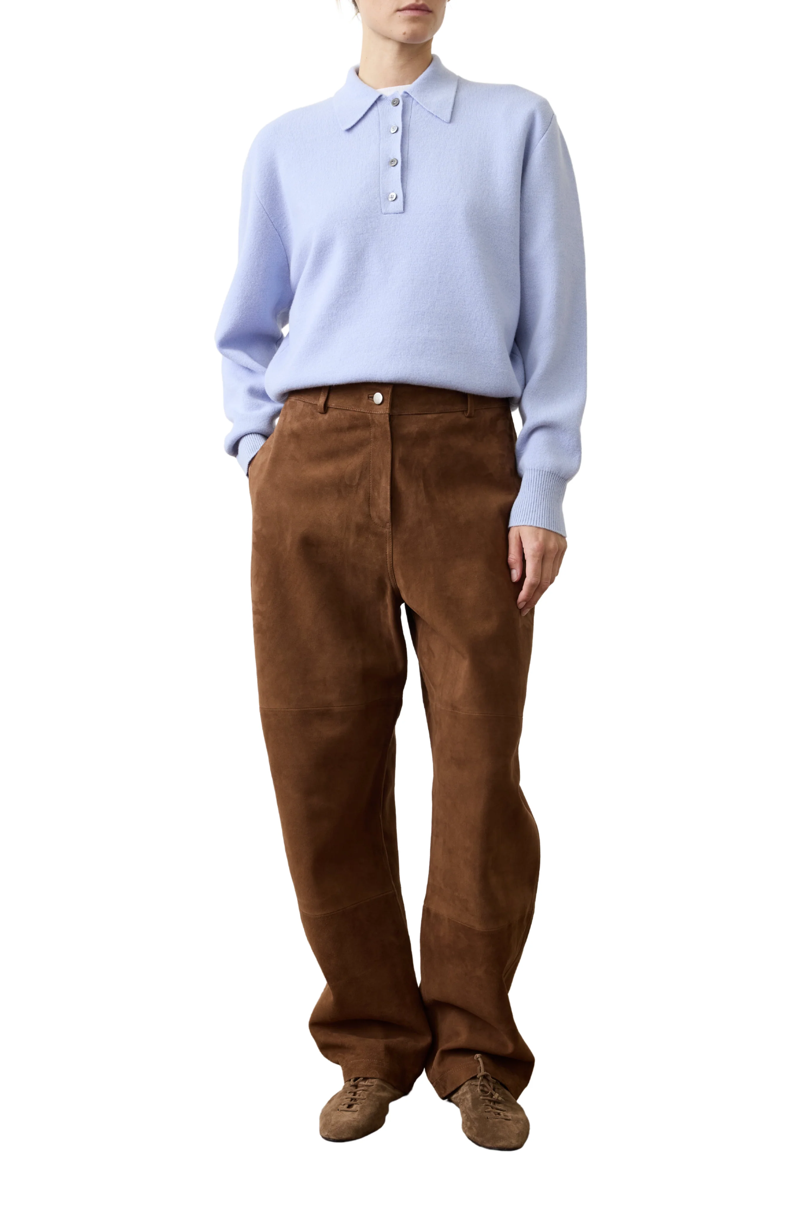 Relaxed Fit Suede Trousers - Image 2