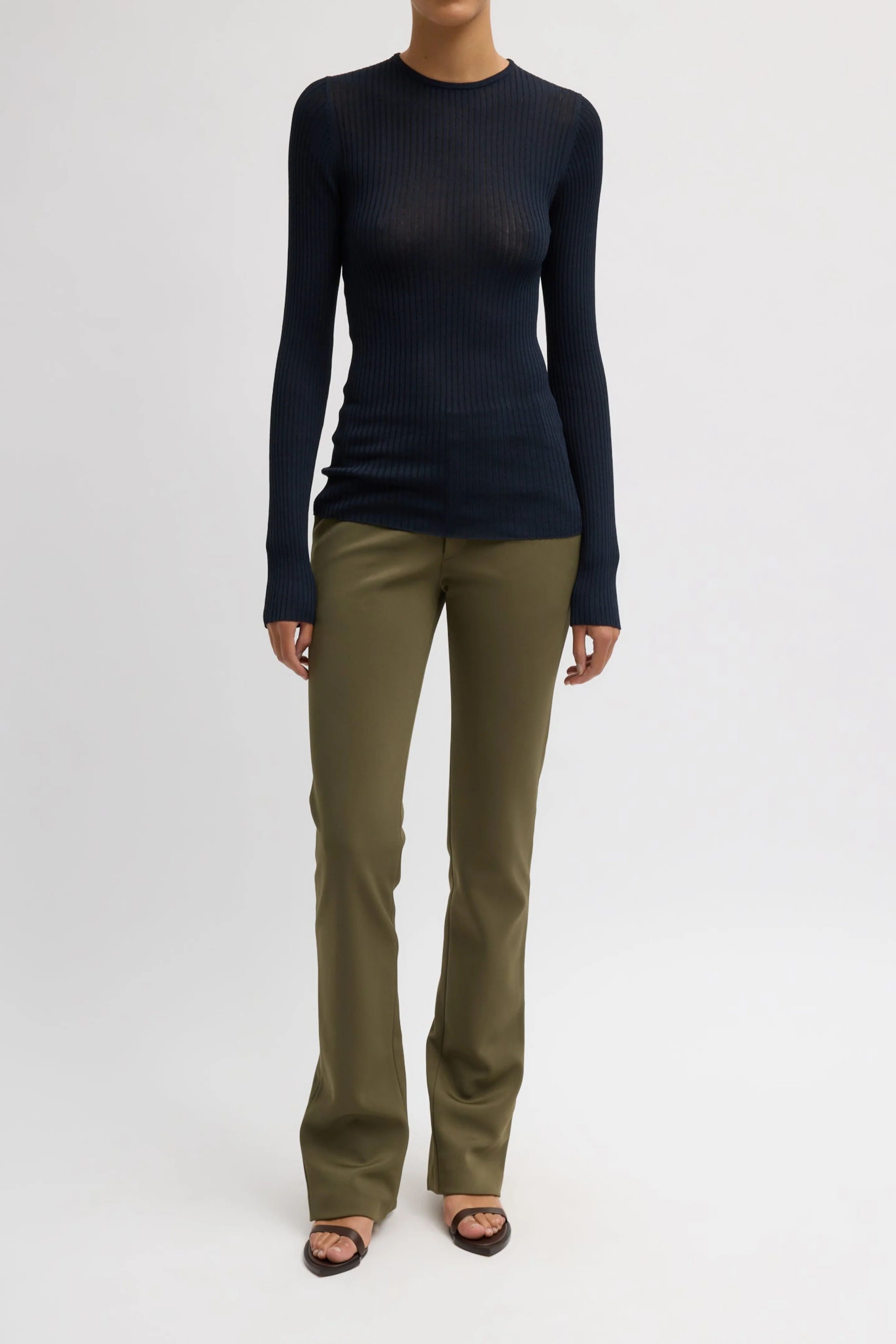 Ribbed Sweater Crewneck Pullover - Image 2