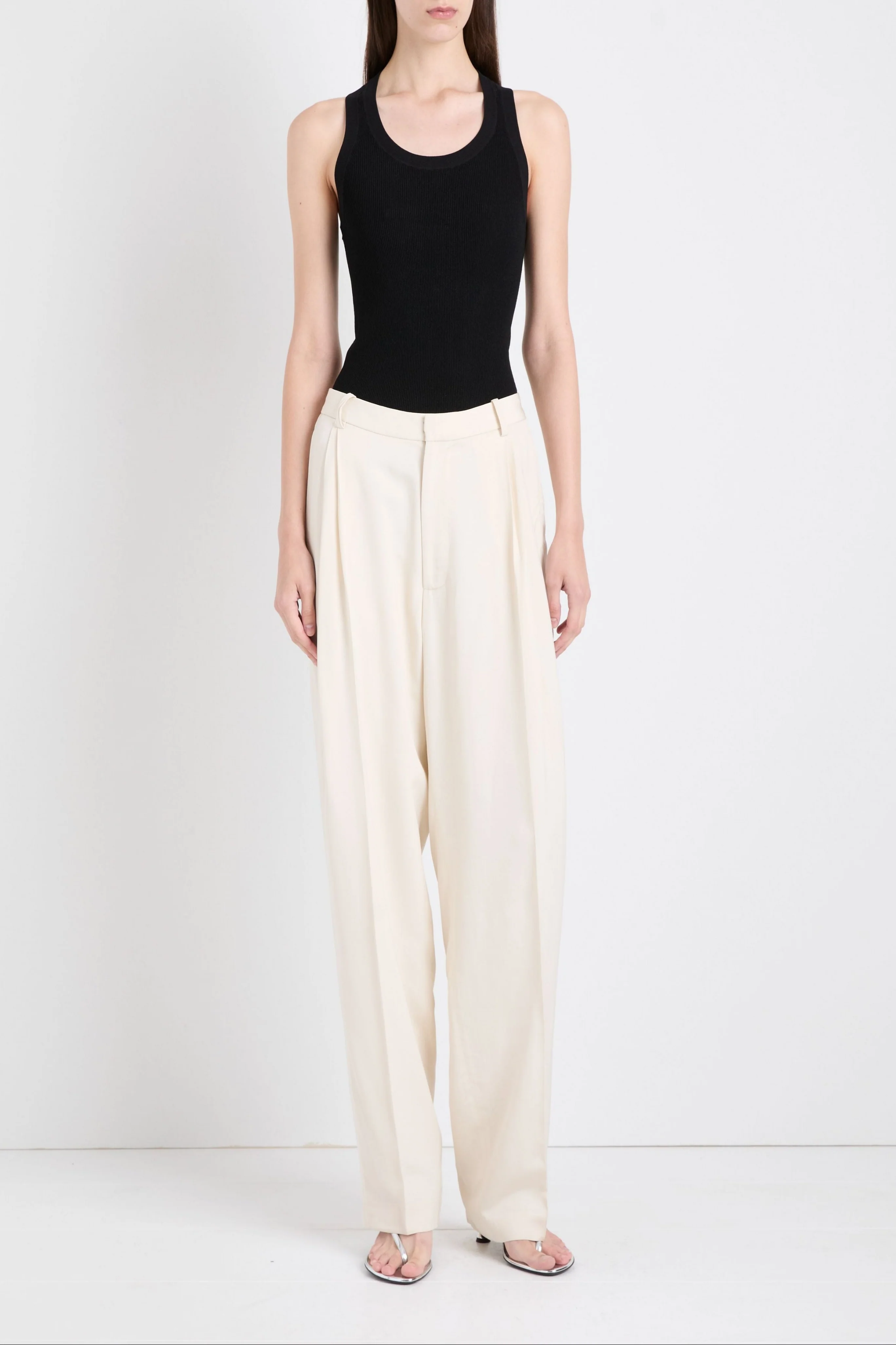 Roberts Tank in Matte Viscose Rib in Black - Image 2
