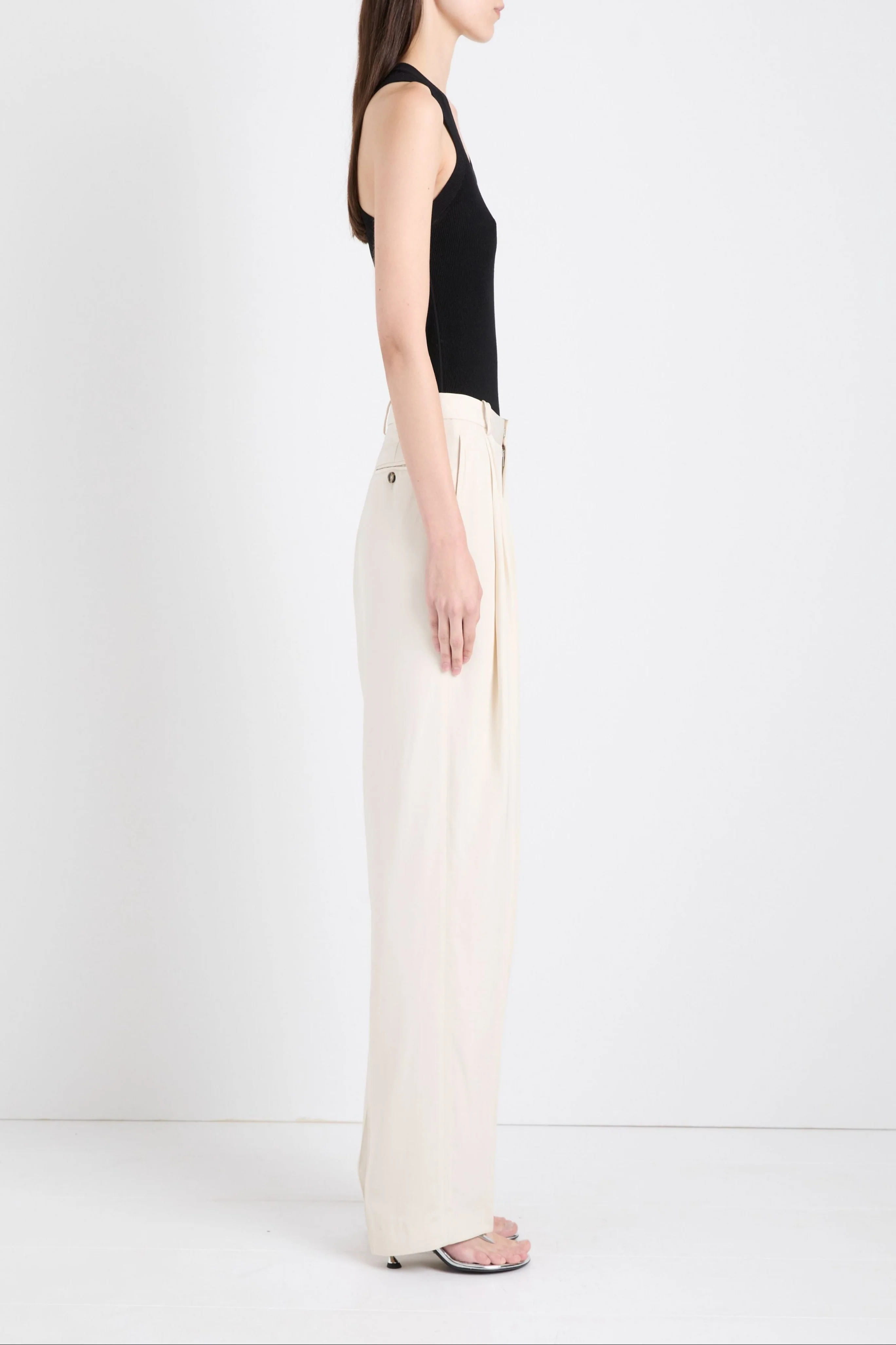 Roberts Tank in Matte Viscose Rib in Black - Image 3