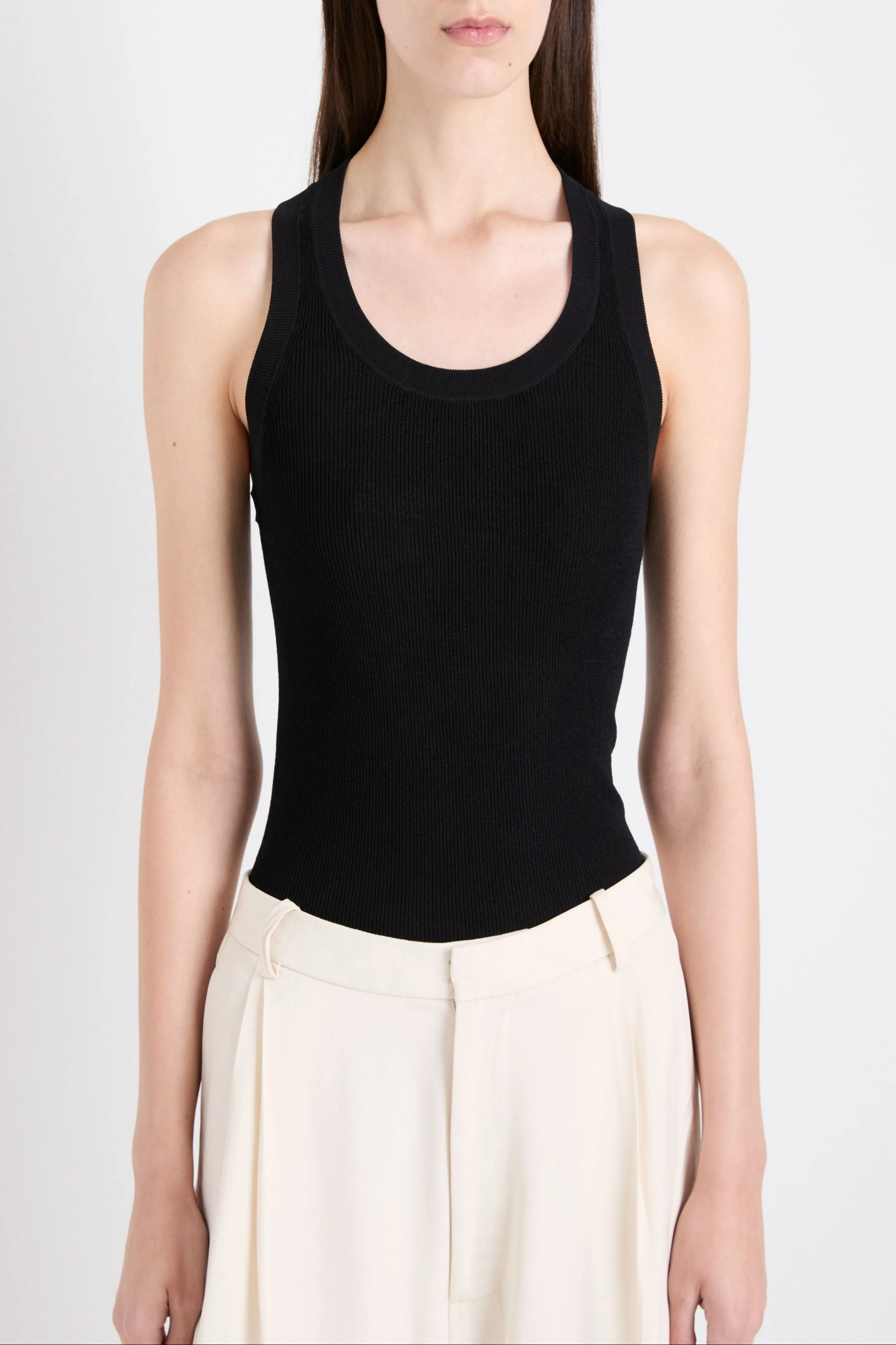 Roberts Tank in Matte Viscose Rib in Black - Image 5