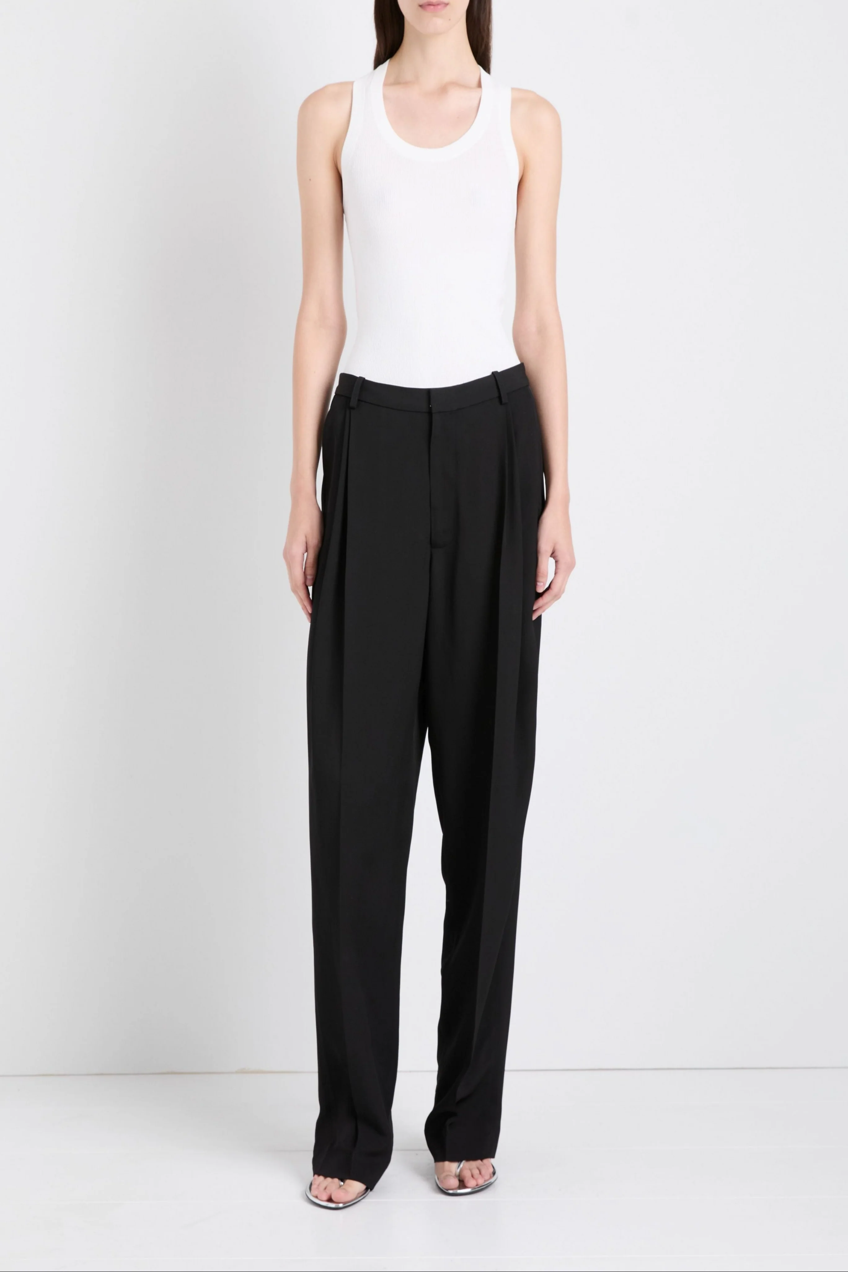 Roberts Tank in Matte Viscose Rib in White - Image 2