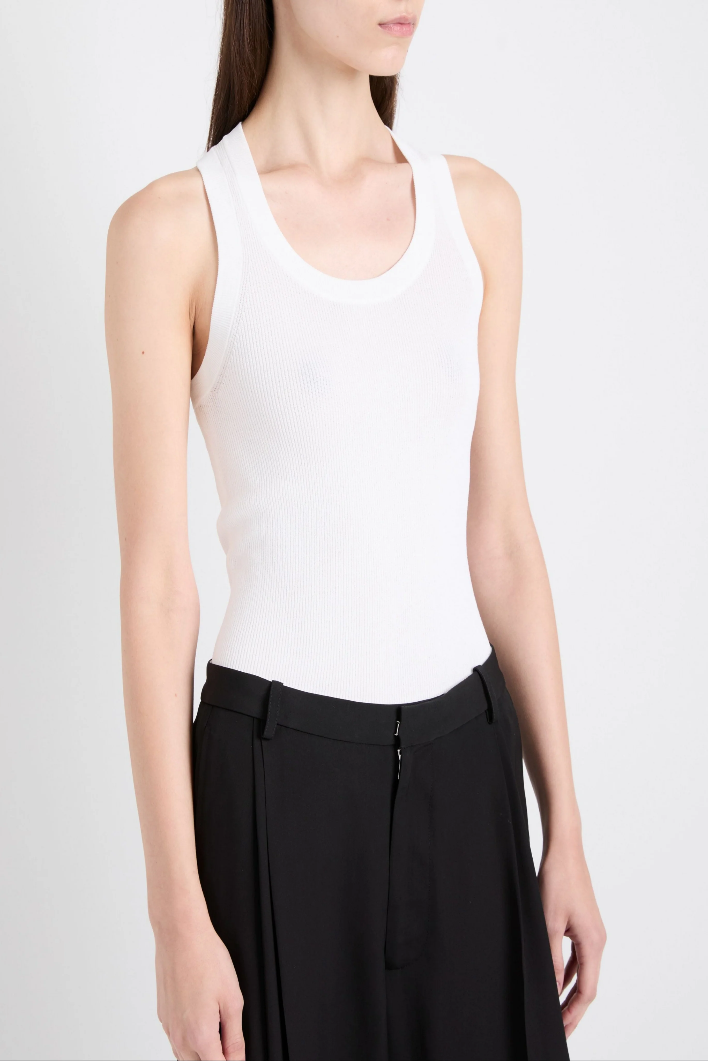 Roberts Tank in Matte Viscose Rib in White - Image 5