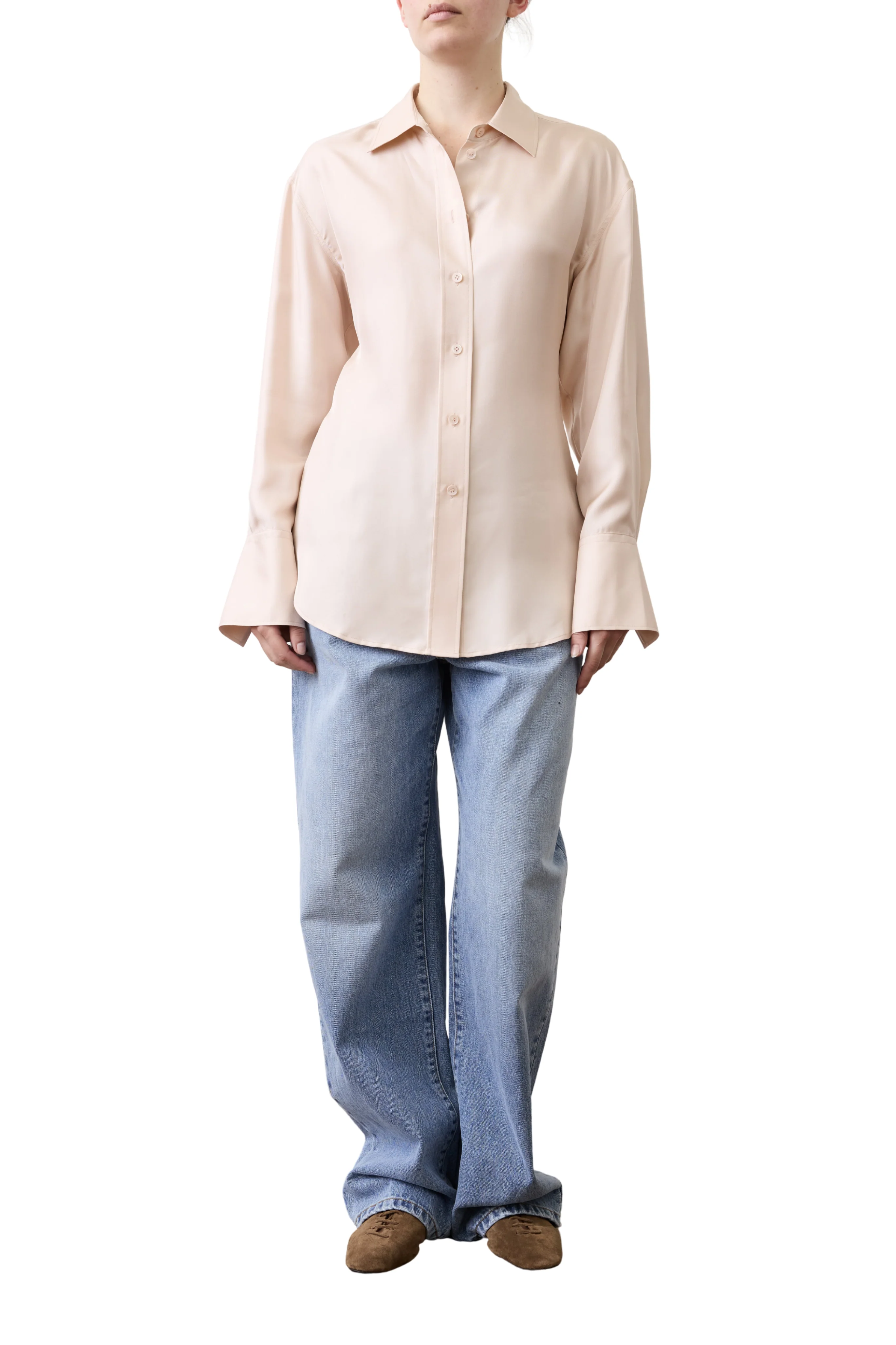 Shaped Silk Shirt in Rose - Image 2