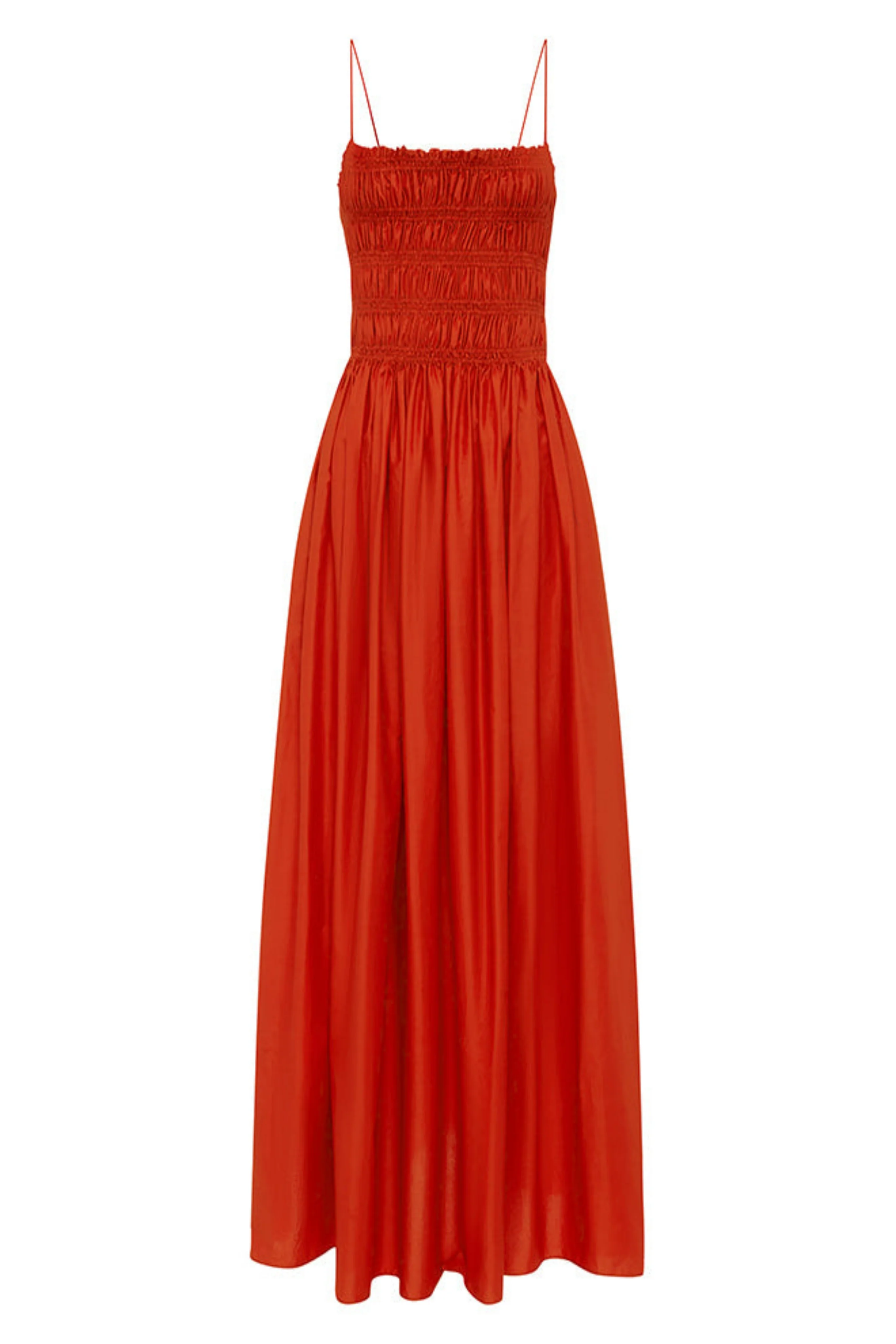 Shirred Bodice Dress in Red
