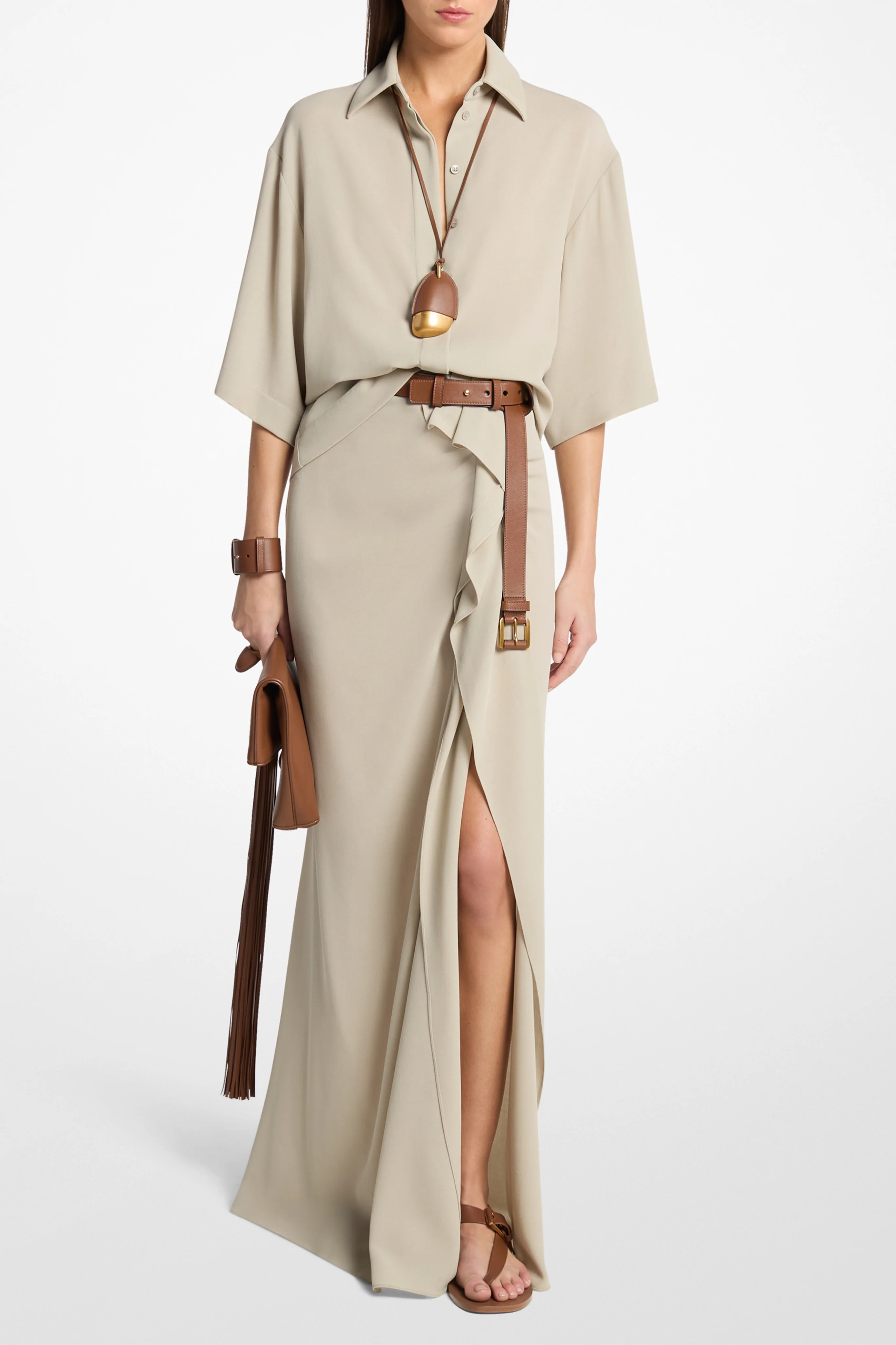 Short Sleeve Camp Shirt in Almond - Image 4