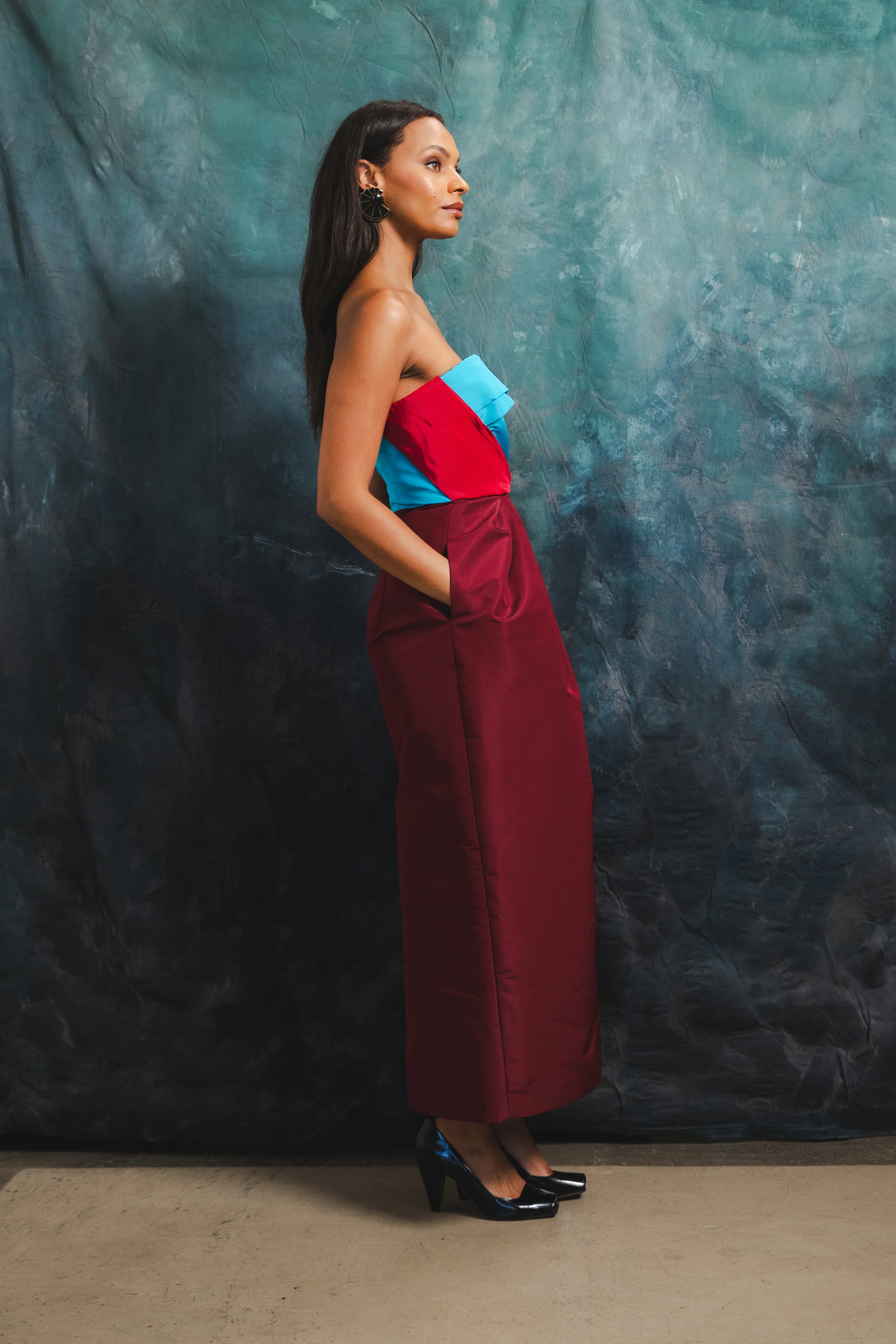 Silk Peel Strapless Tulip Dress - Image 3