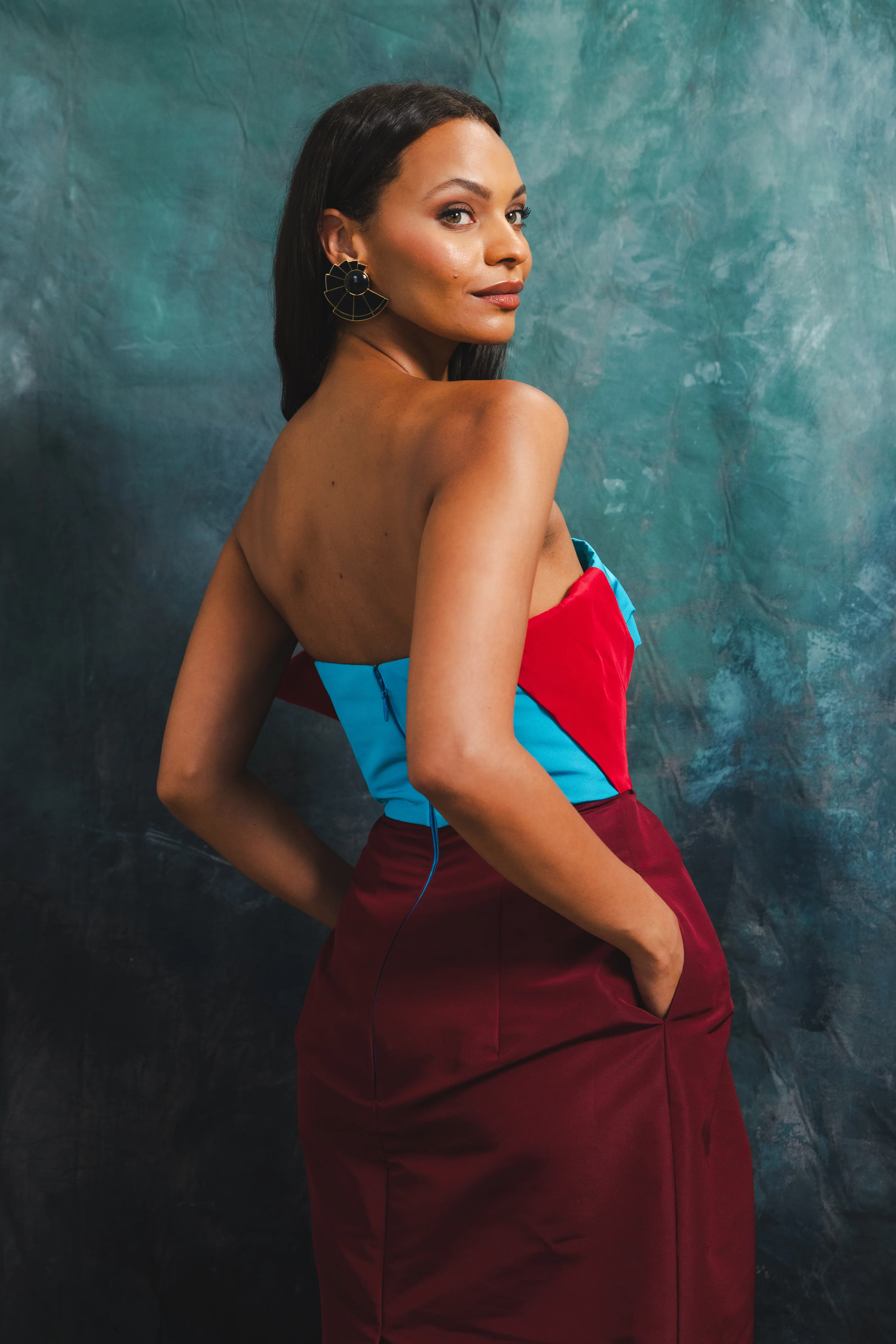 Silk Peel Strapless Tulip Dress - Image 4