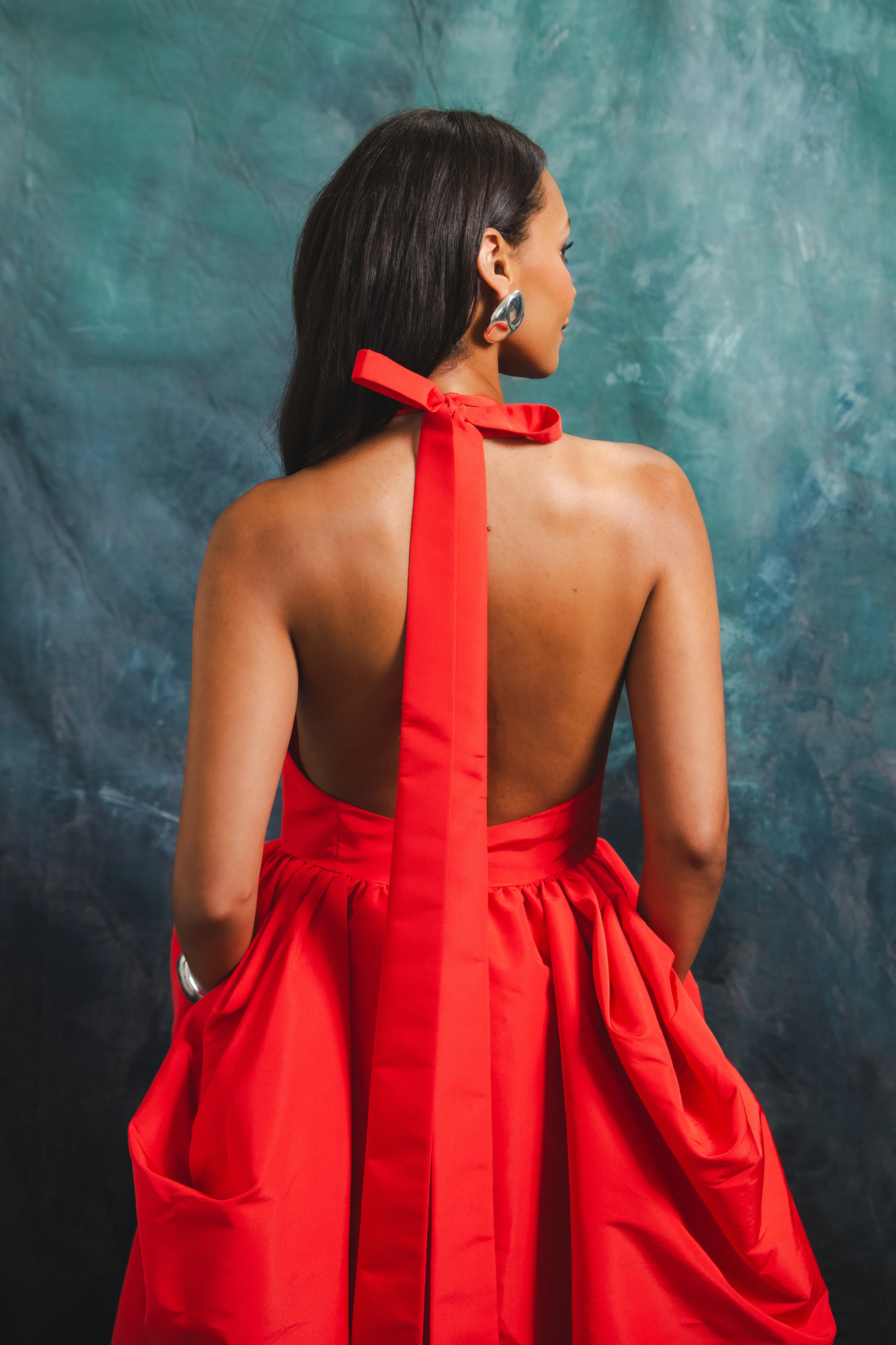 Silk Pleated Bust Umbrella Dress - Image 6
