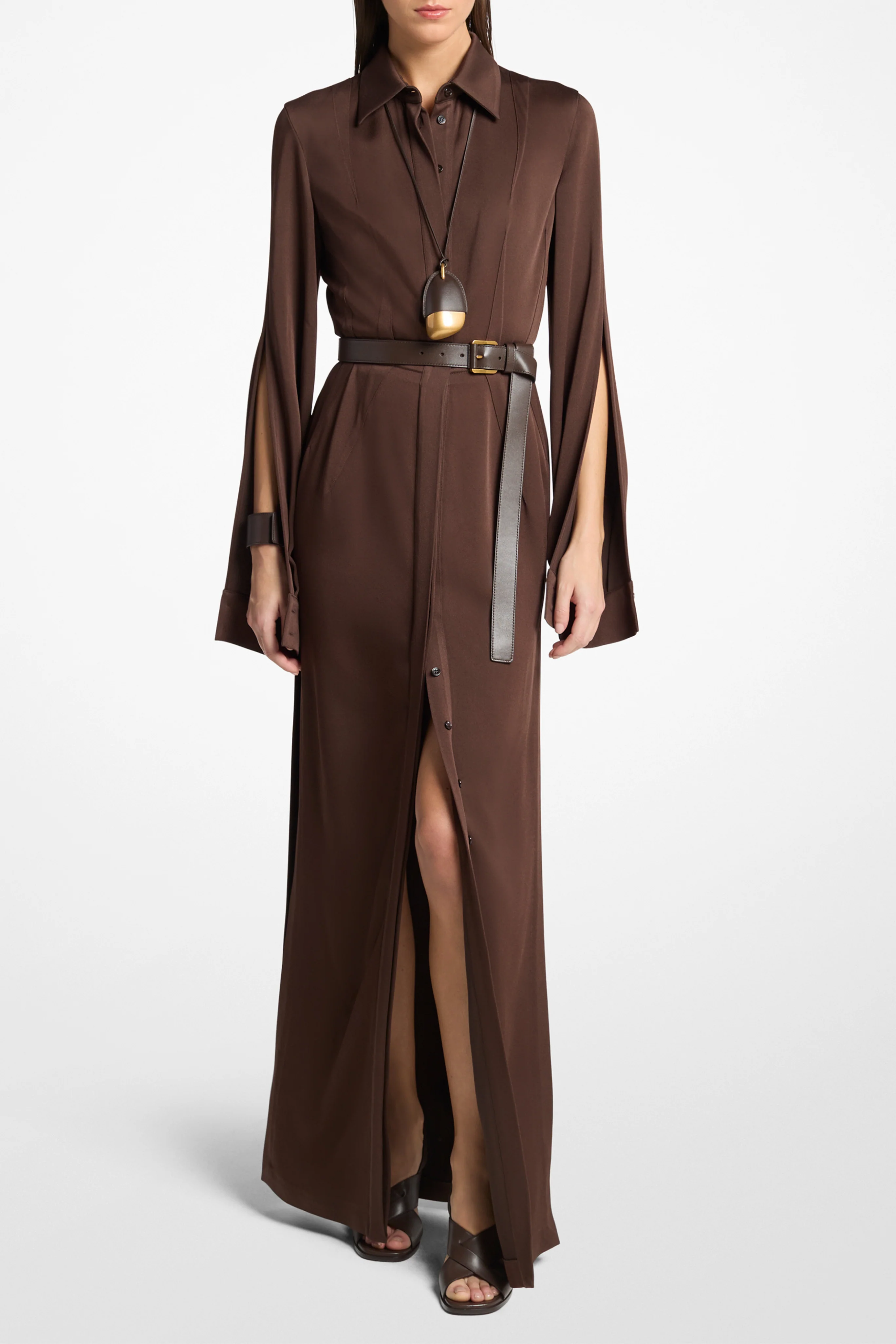 Slit Sleeve Shirt Dress - Image 2