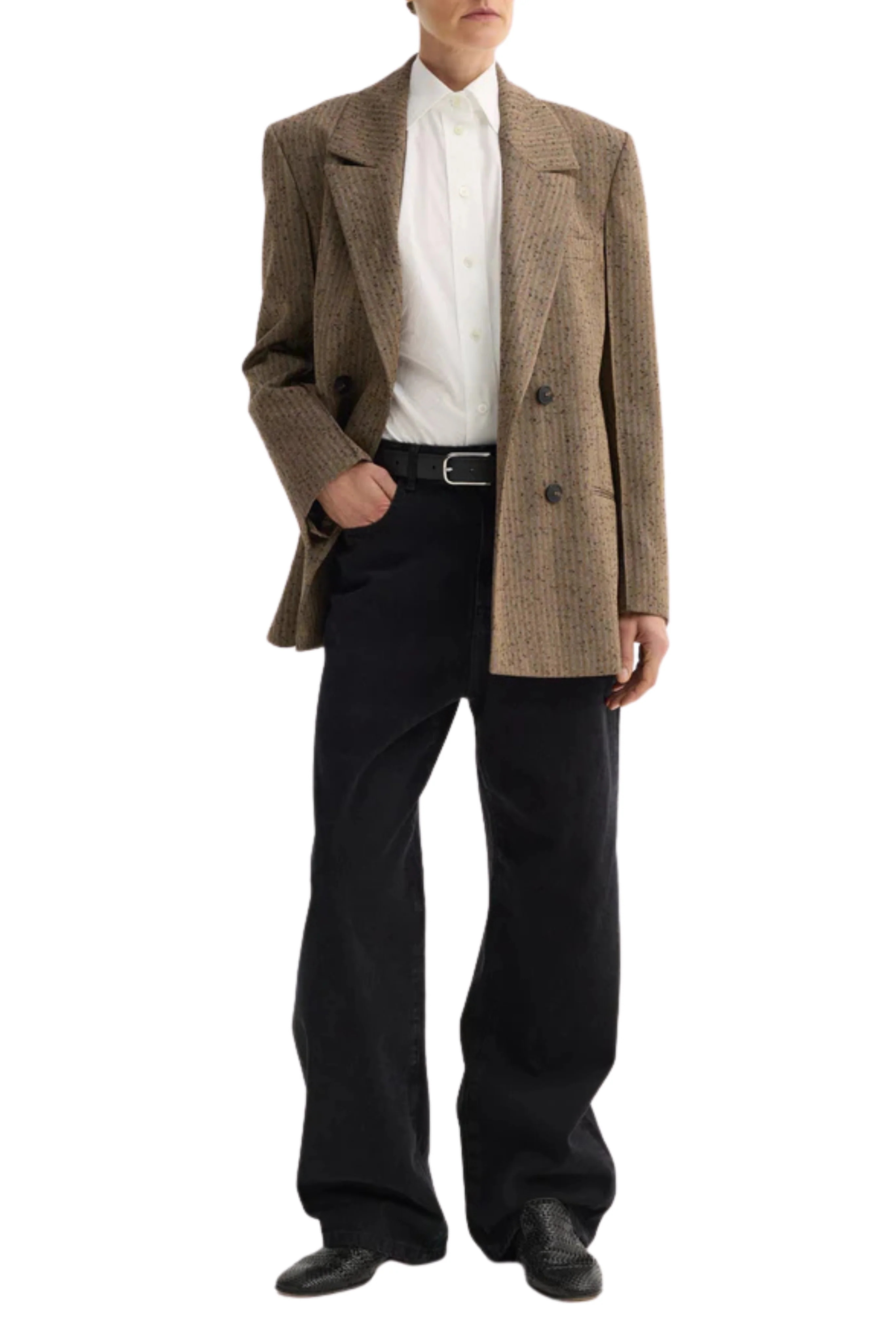 Slub Herringbone Double-Breasted Blazer - Image 2