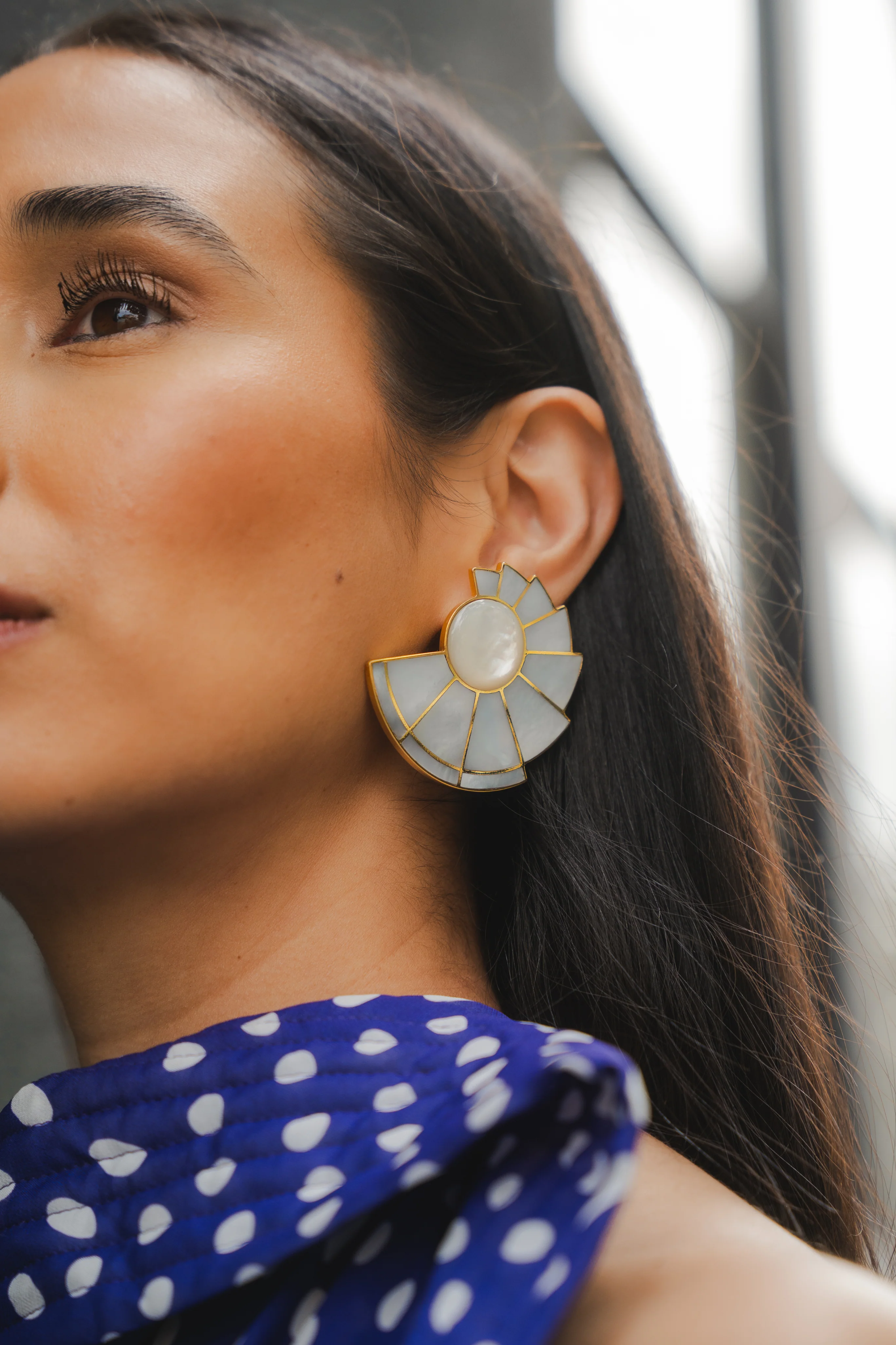 Nautilus Fan Mother of Pearl Earrings - Image 6