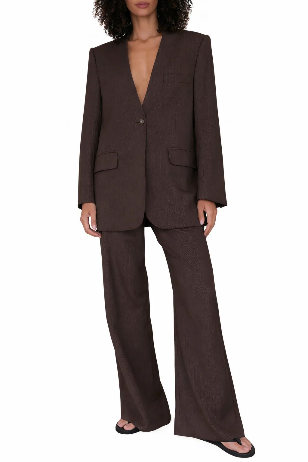 Stripe Collarless Blazer - Image 3