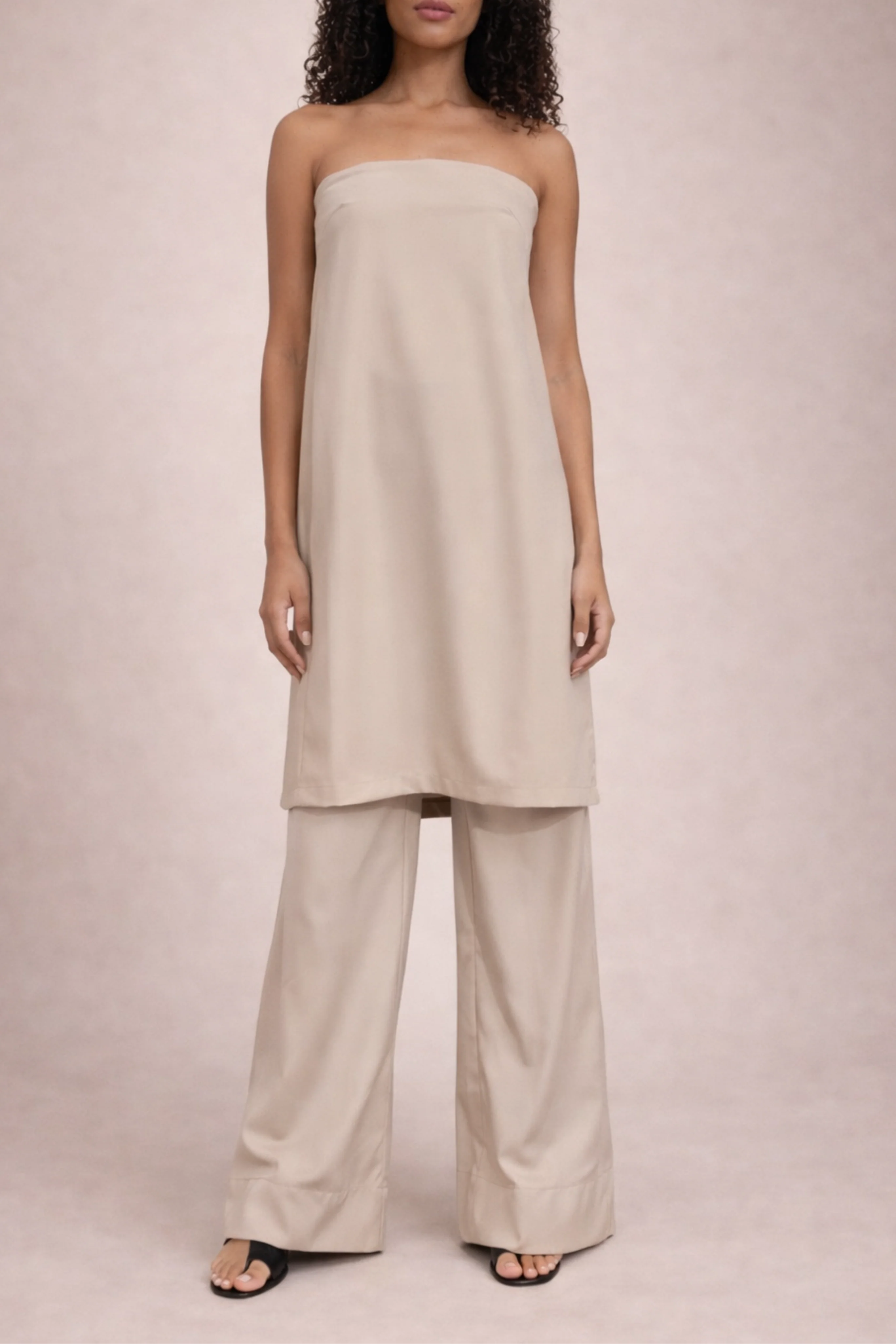 Summer Wool Flare Trouser in Sand - Image 2