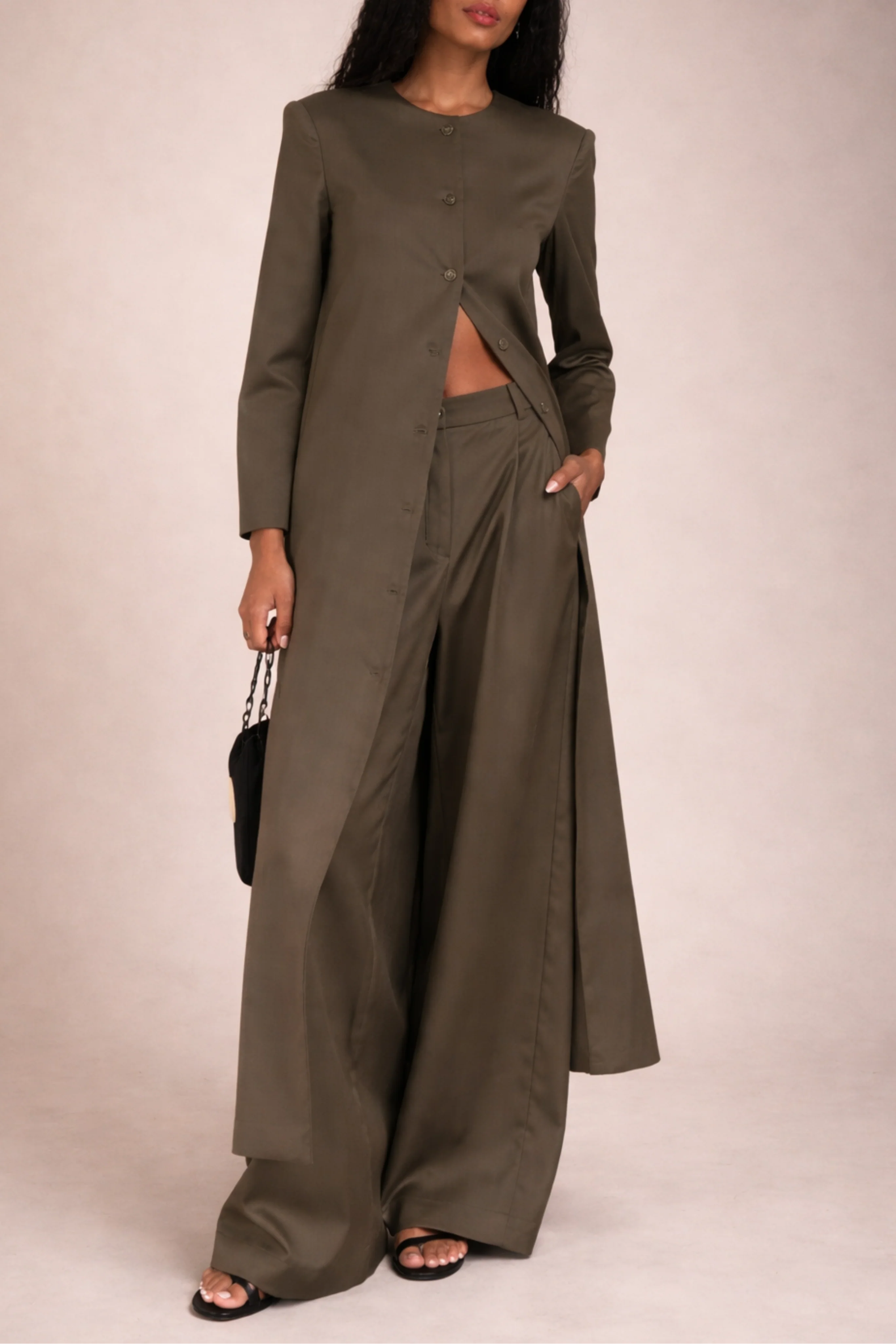 Summer Wool Long Cardigan coat - Image 3