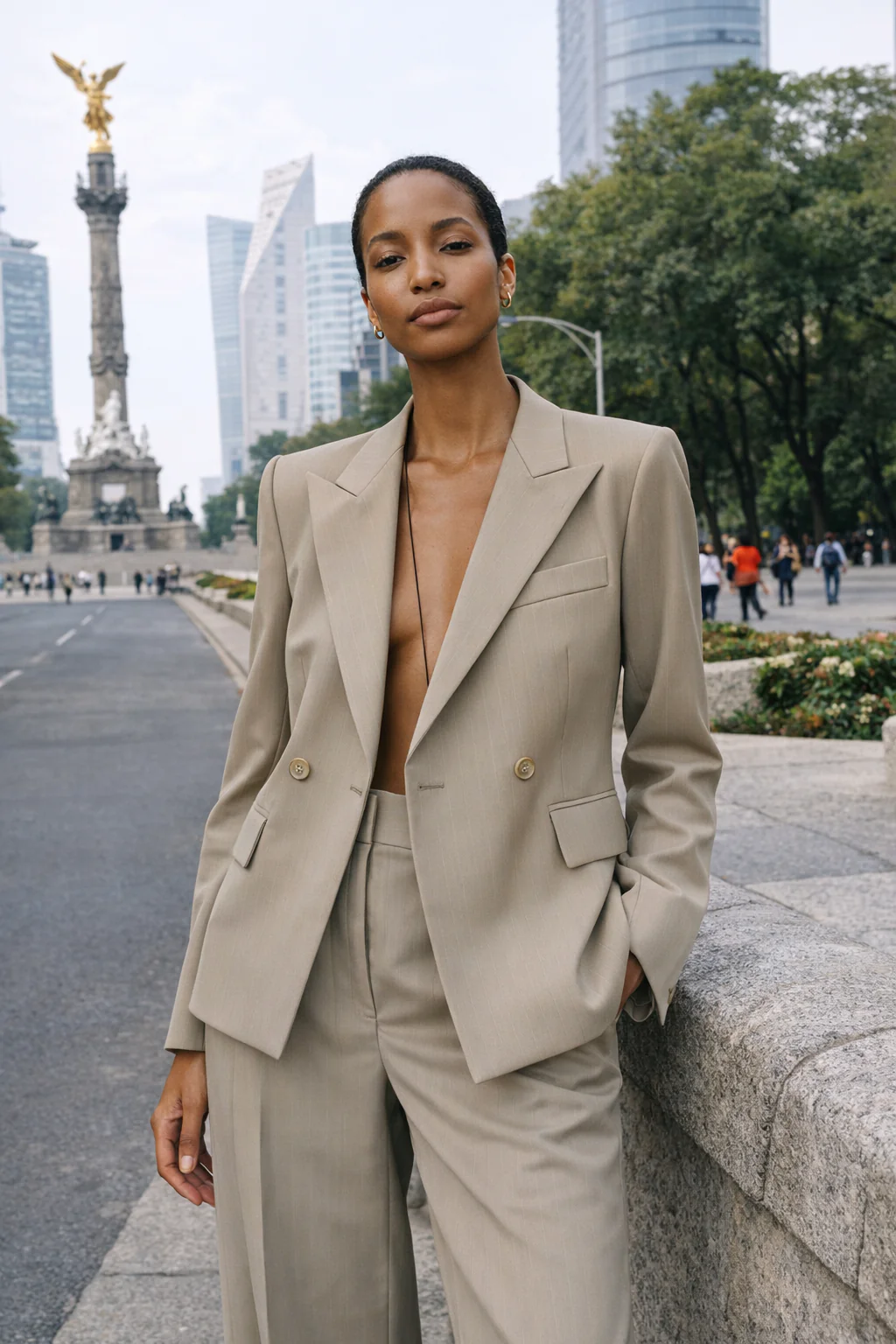 Tuxedo Blazer - Beige - Image 3