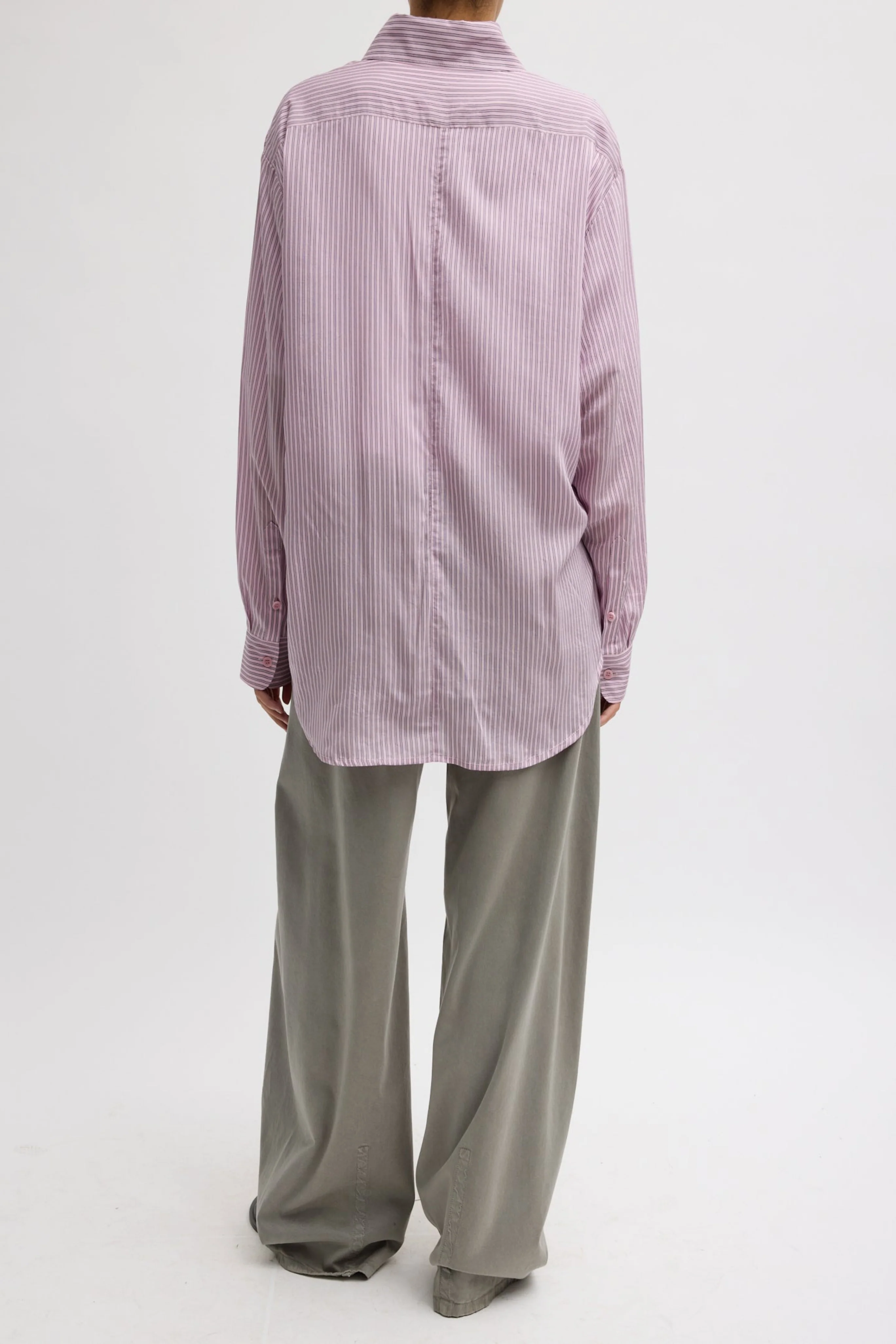 Ultra Light Silk Tencel Striped Pintucked Shirt - Image 4