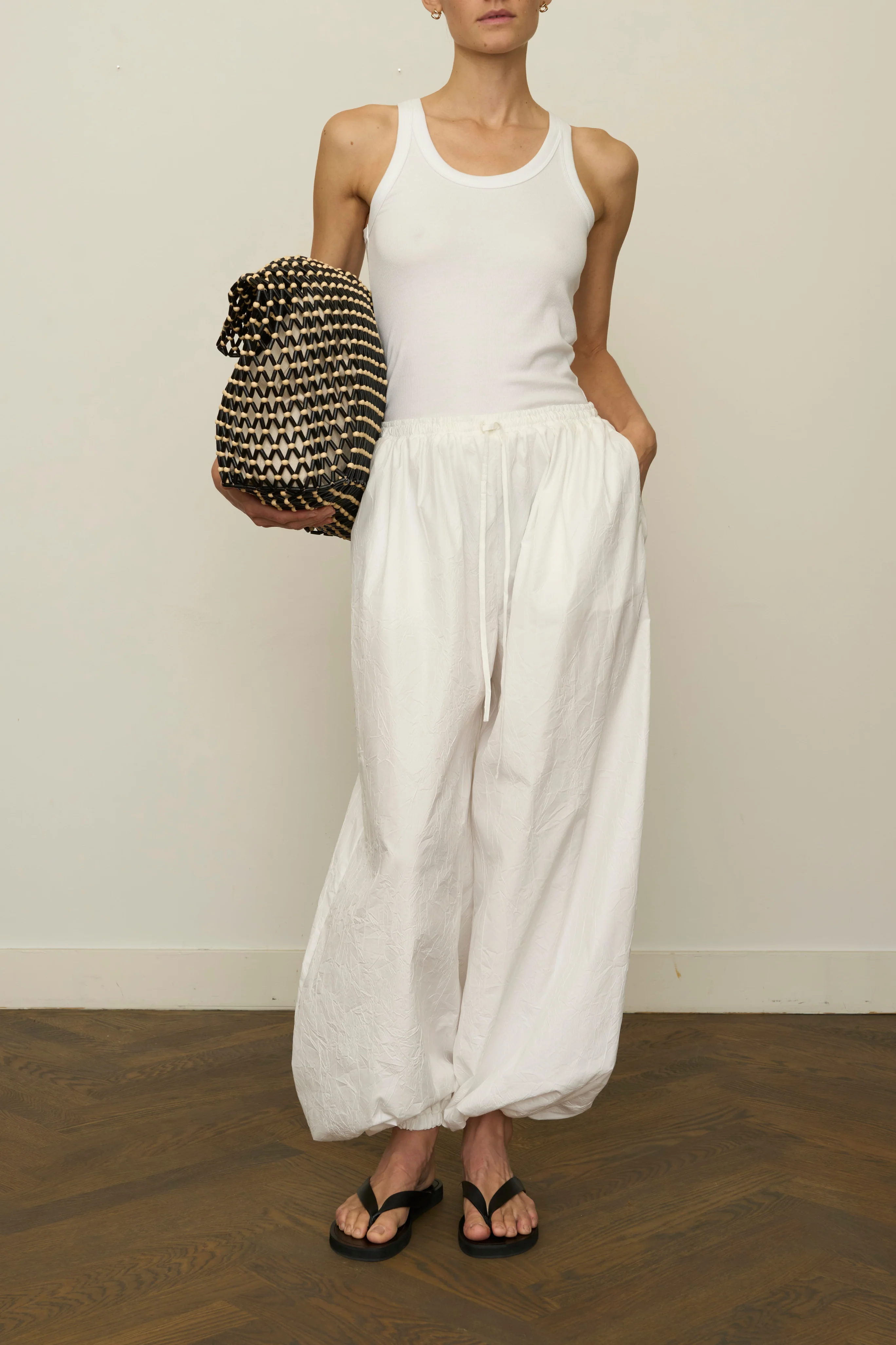 Volume Crushed Cotton Trousers - Image 2