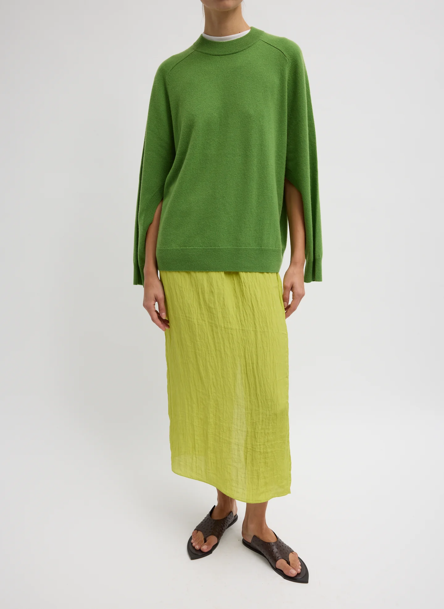 Washable Cashmere Crewneck Cut Out Sleeve Sweater - Image 3