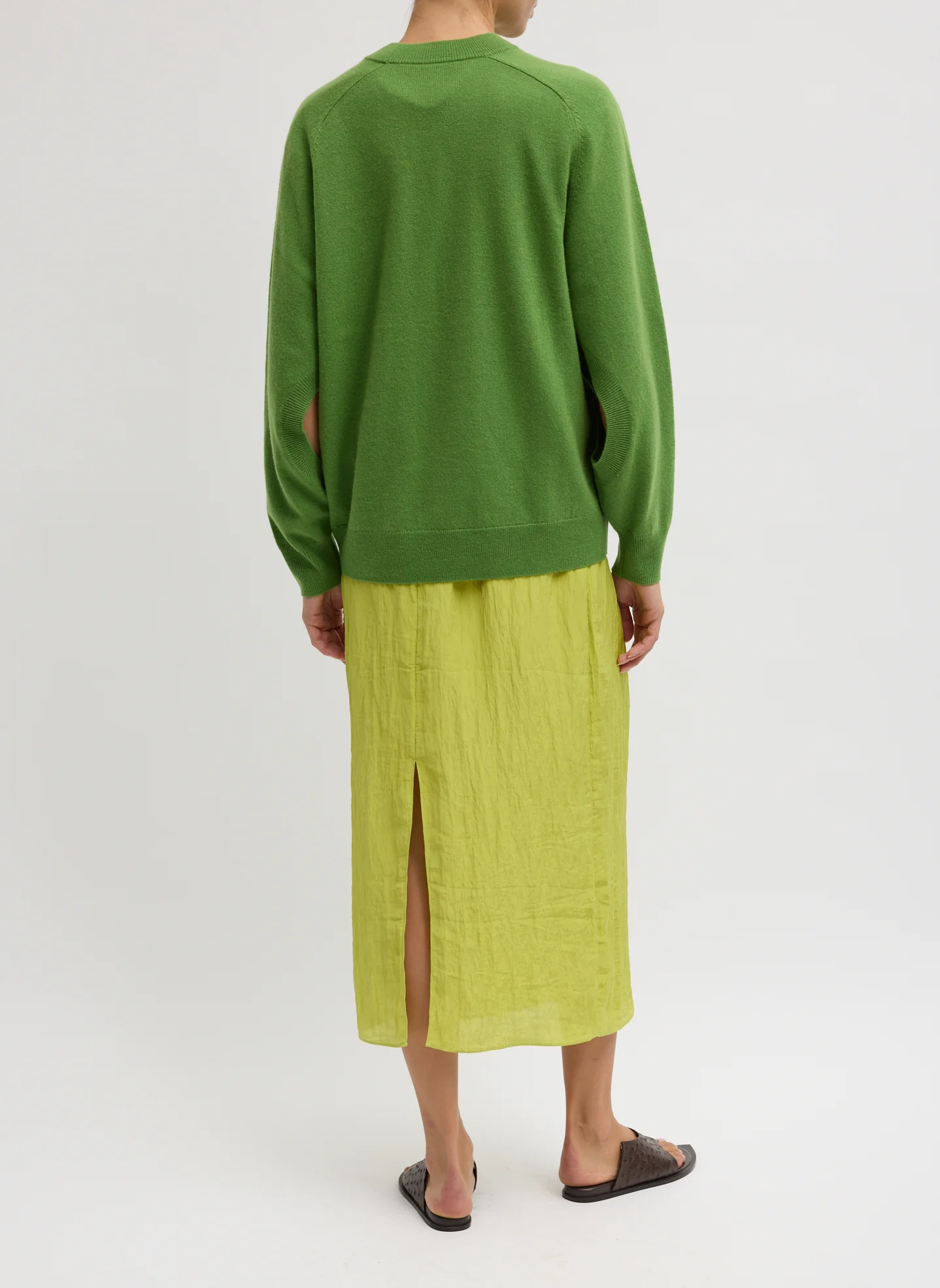 Washable Cashmere Crewneck Cut Out Sleeve Sweater - Image 5